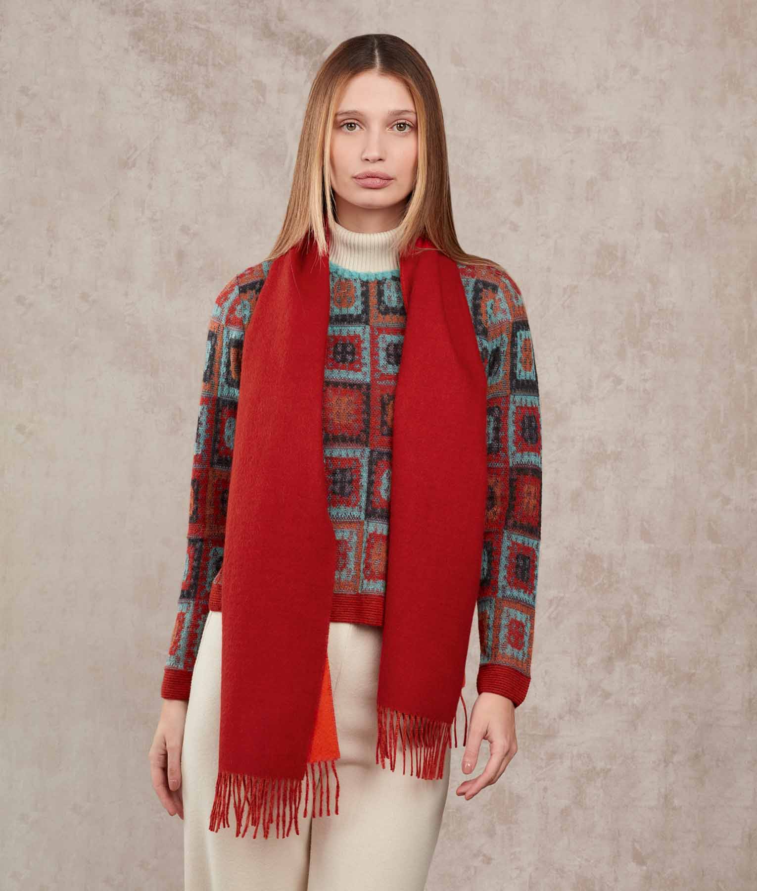 Chalina Doble Cara - Naranja Y Rojo
