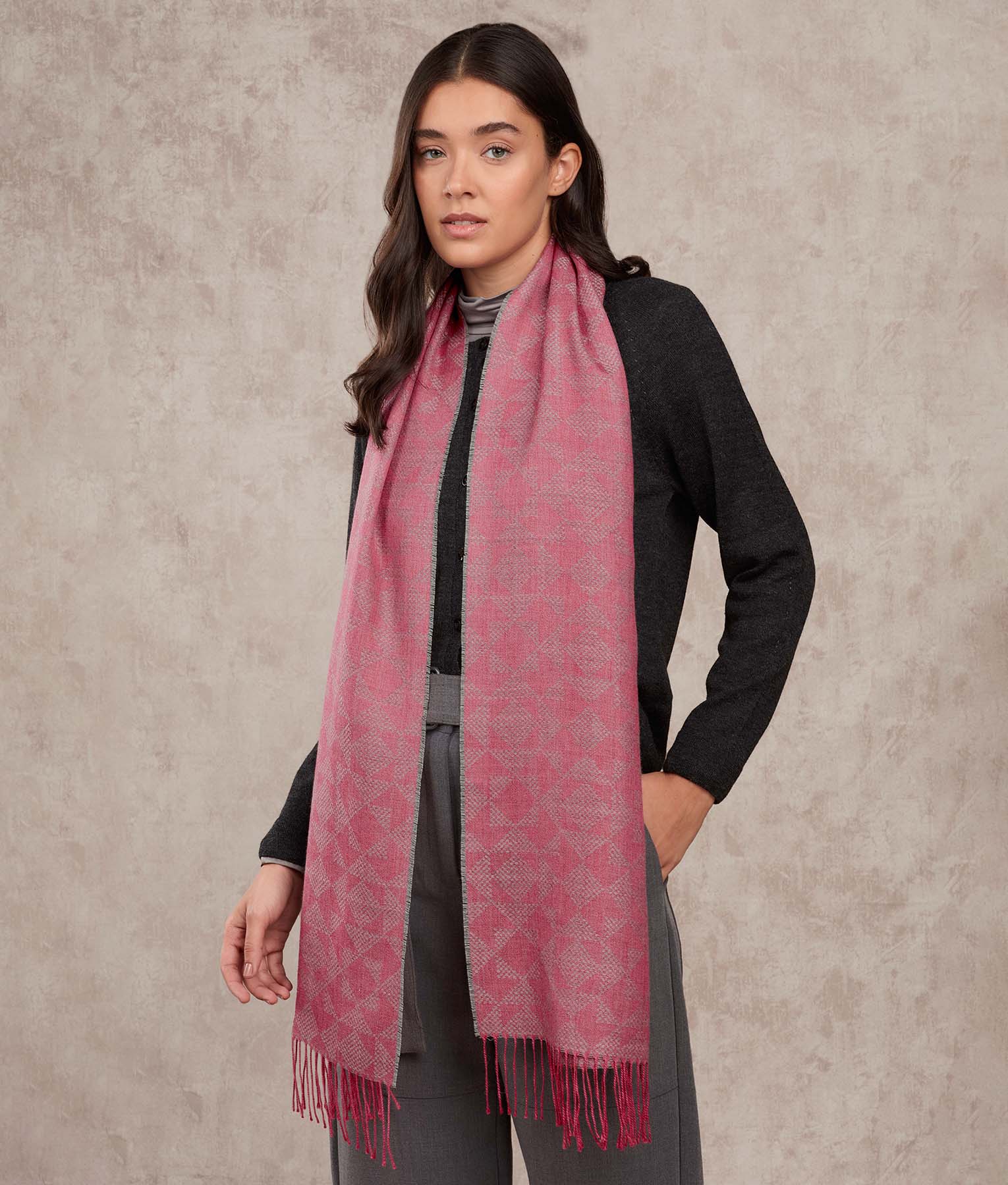 Chalina Jacquard Bicolor Mosaico - Festival Fucsia Y Warm Olive