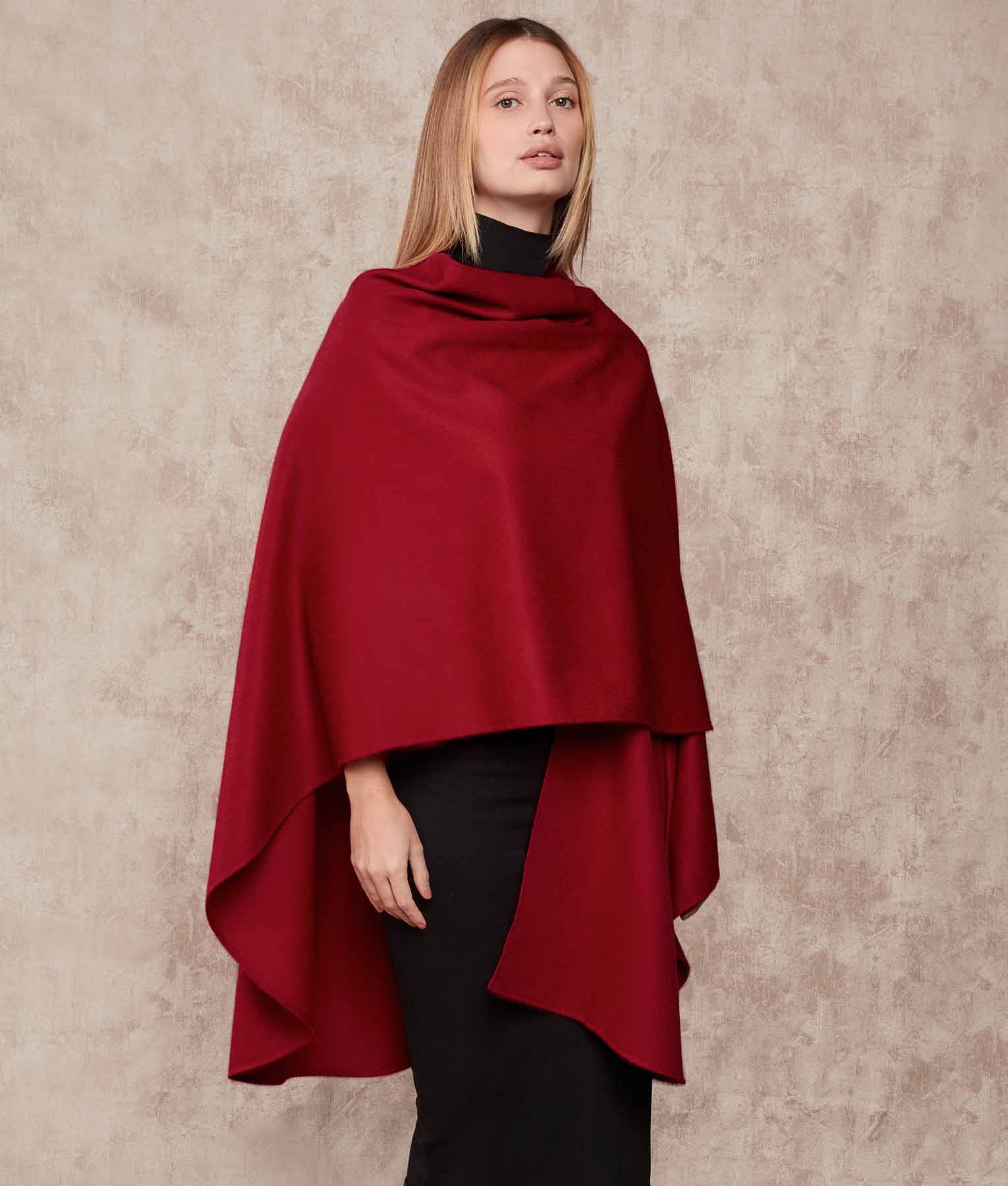 Ruana Baby Alpaca - Rojo Borgoña