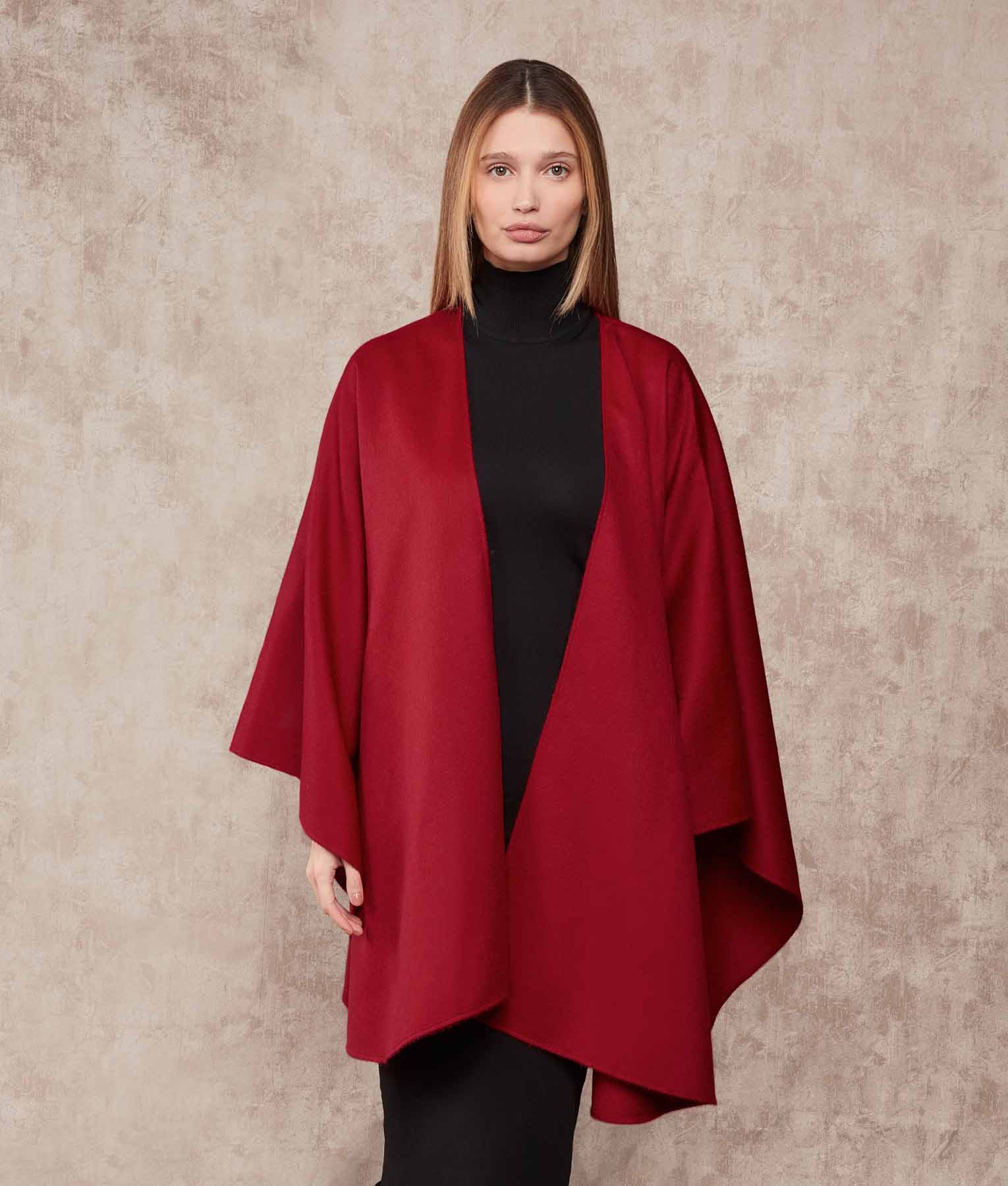 Ruana Baby Alpaca - Rojo Borgoña
