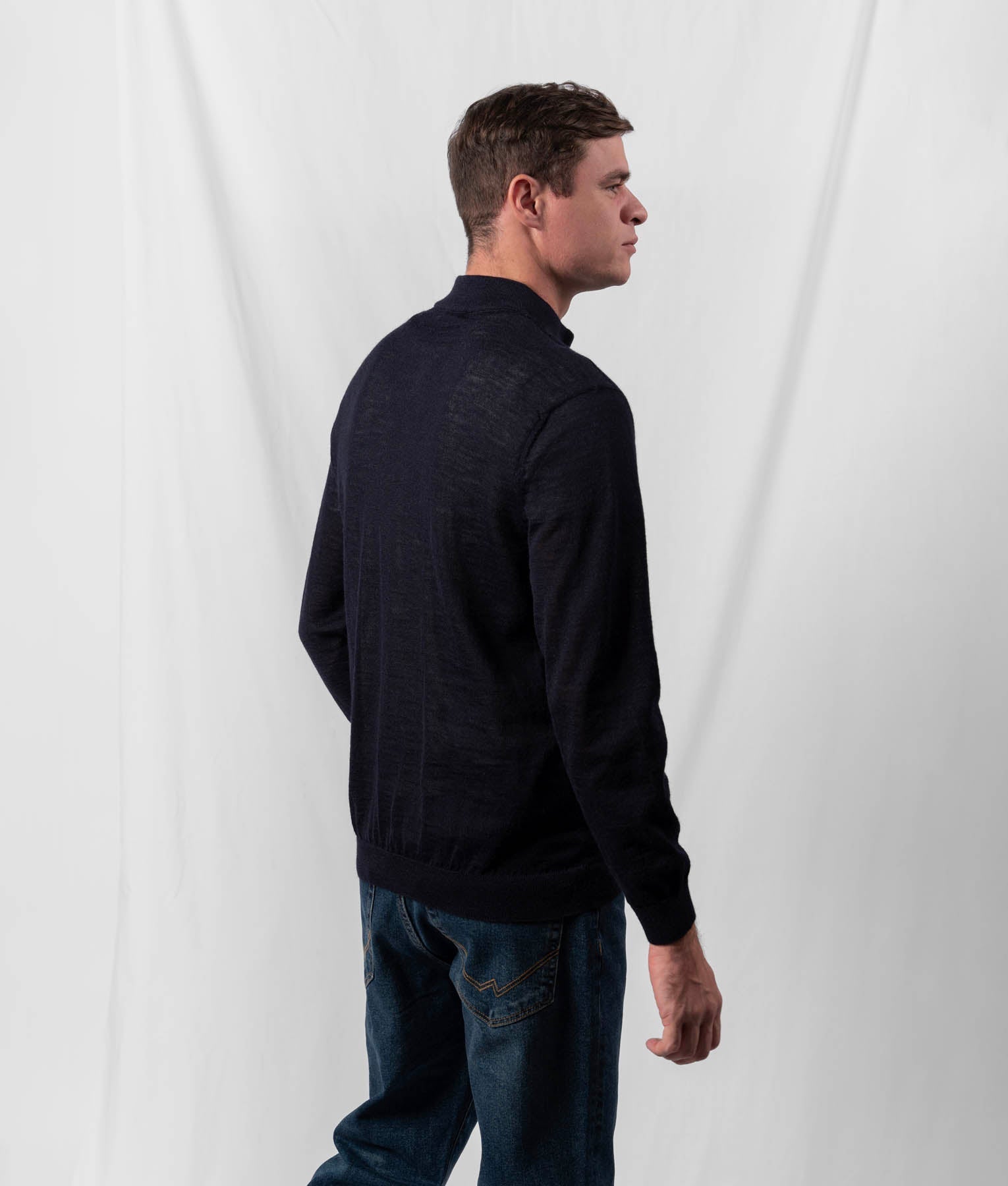 Cardigan Con Cierre Frontal - Azul Marino