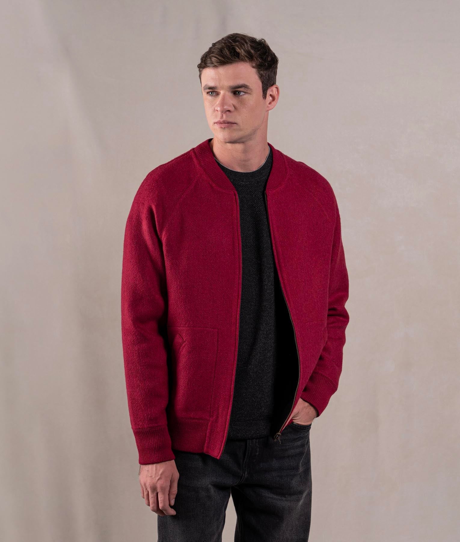 Casaca Bomber Reversible - Negro Y Rojo