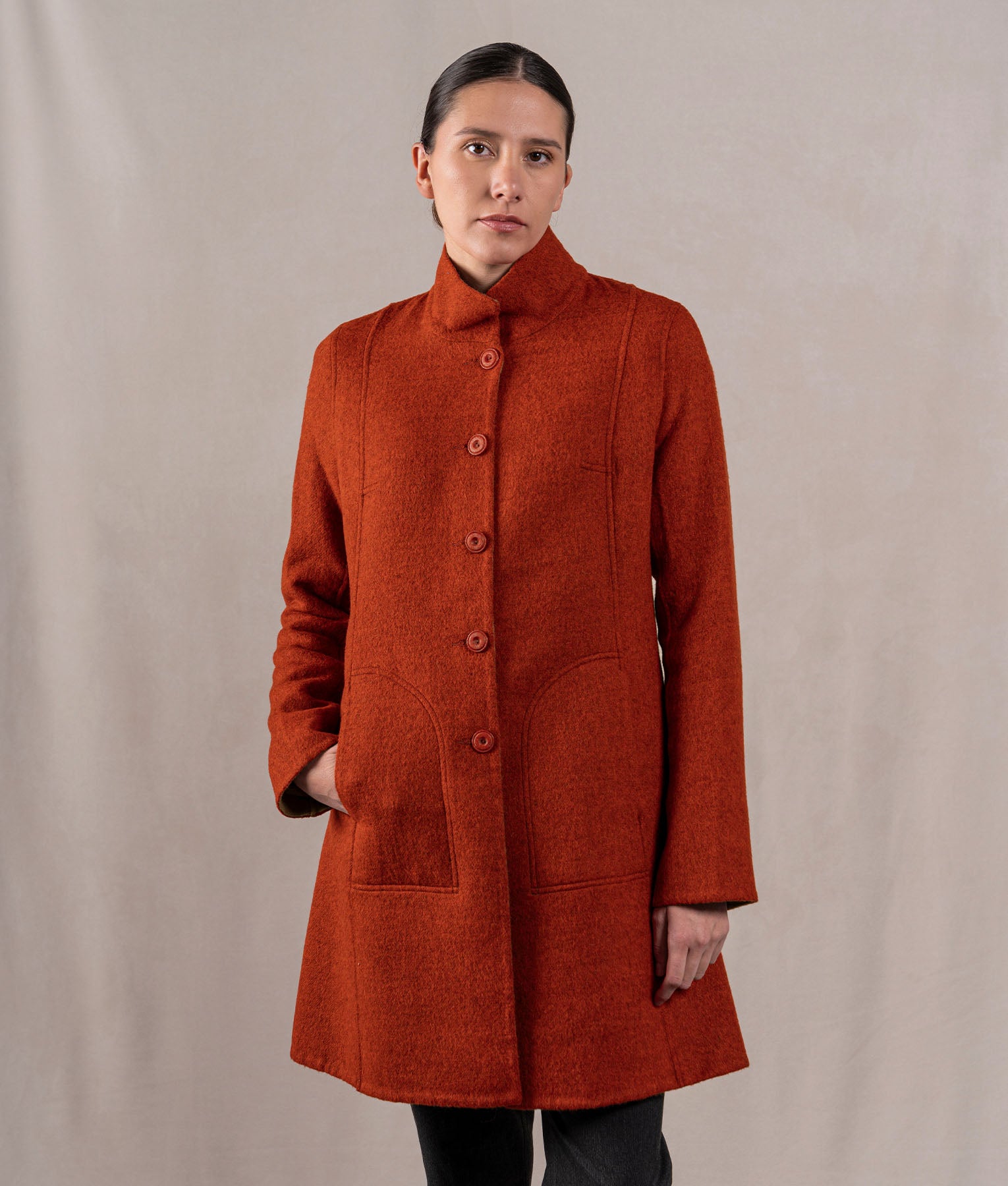 Abrigo Reversible - Terracota Y Camel