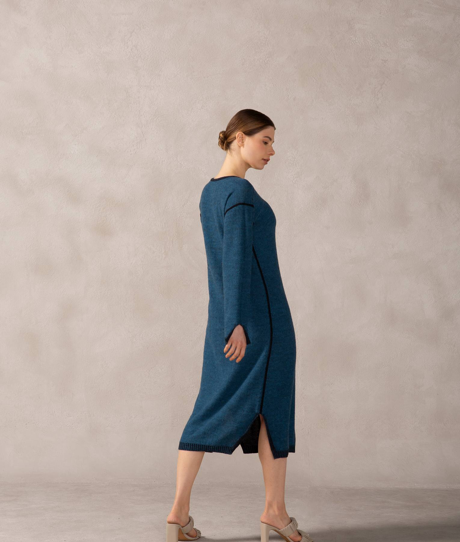 Vestido Largo Reversible - Gris Asfalto Y Azul Vallarta