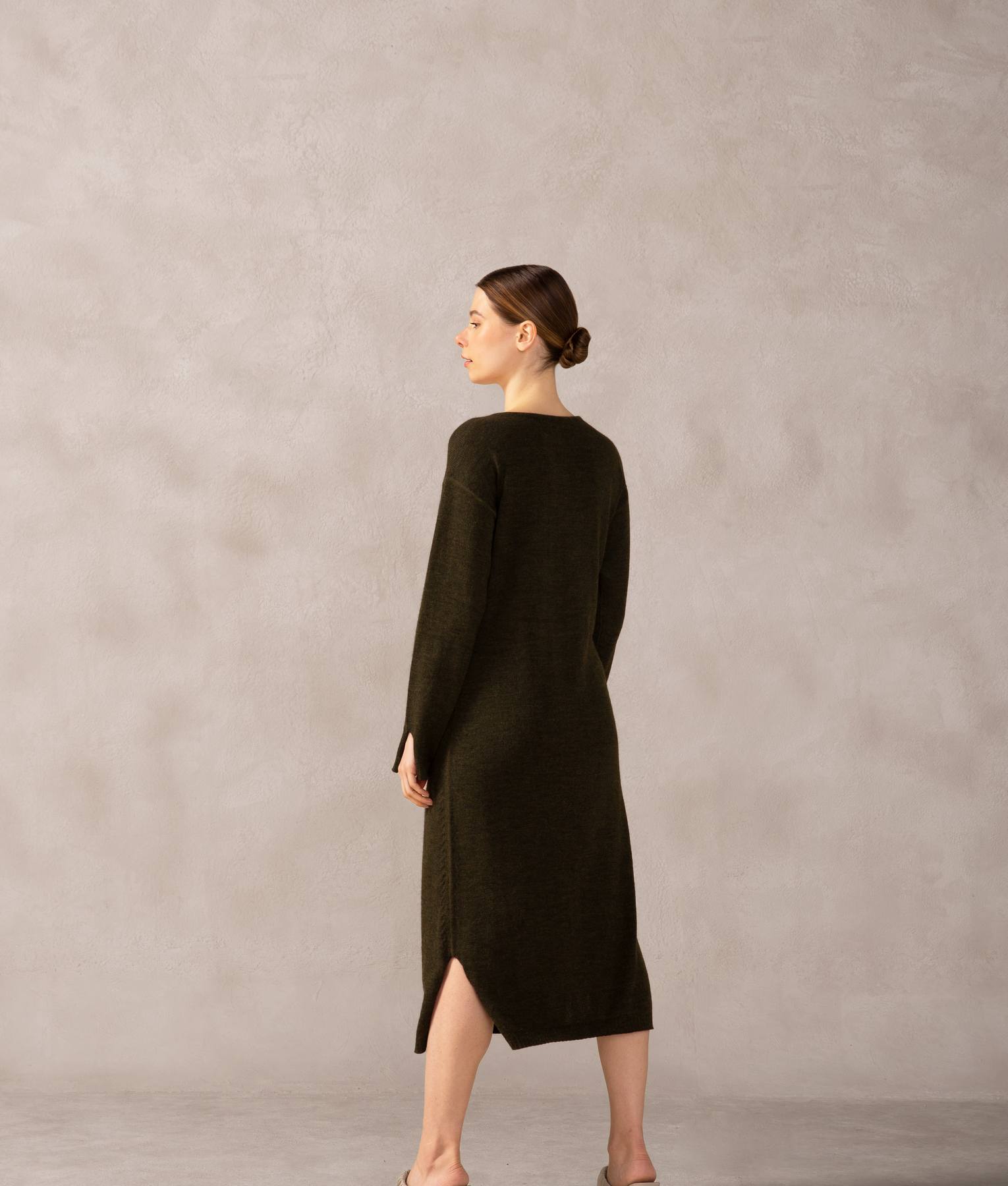 Vestido Largo Reversible - Verde Cipres Y Negro