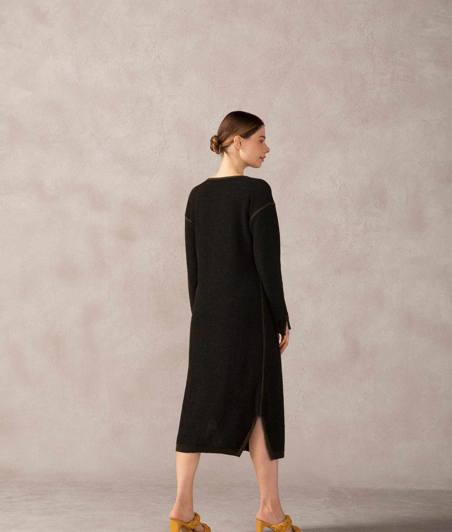 Vestido Largo Reversible - Verde Cipres Y Negro