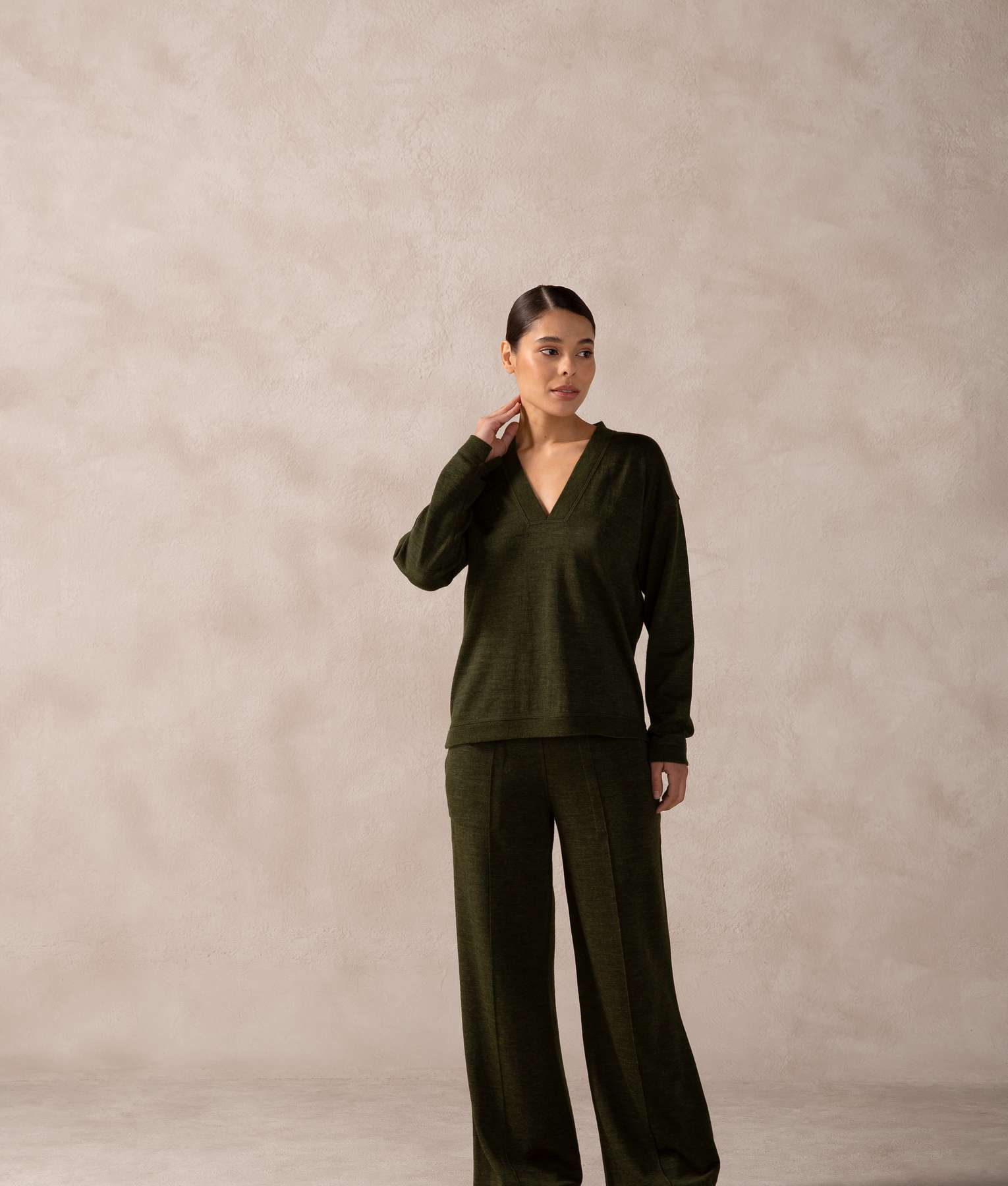 Pantalon Basico Estrecho - Oliva Noche Y Gris Castlerock