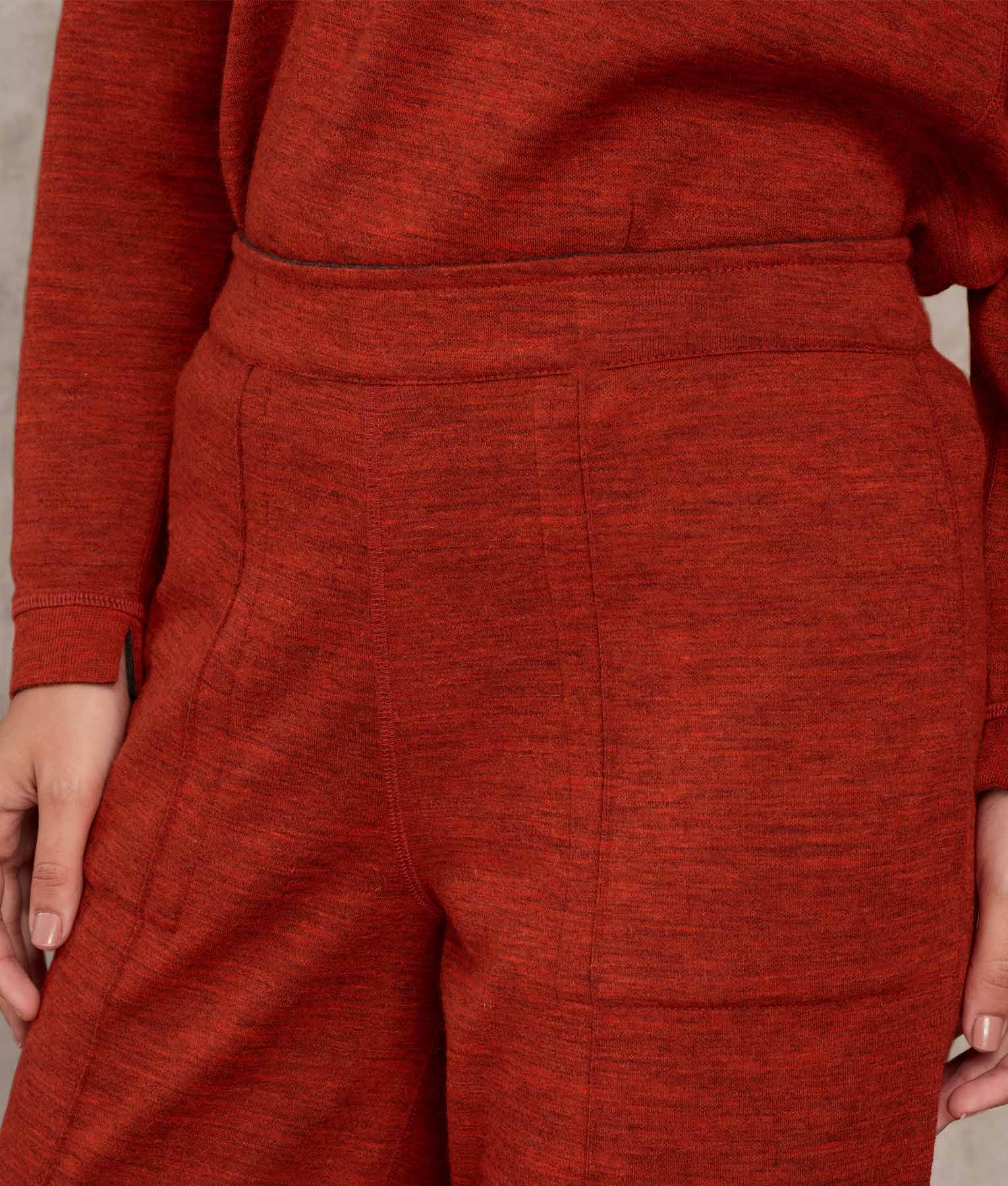 Pantalon Basico Estrecho - rojo arcilla y gris carbón