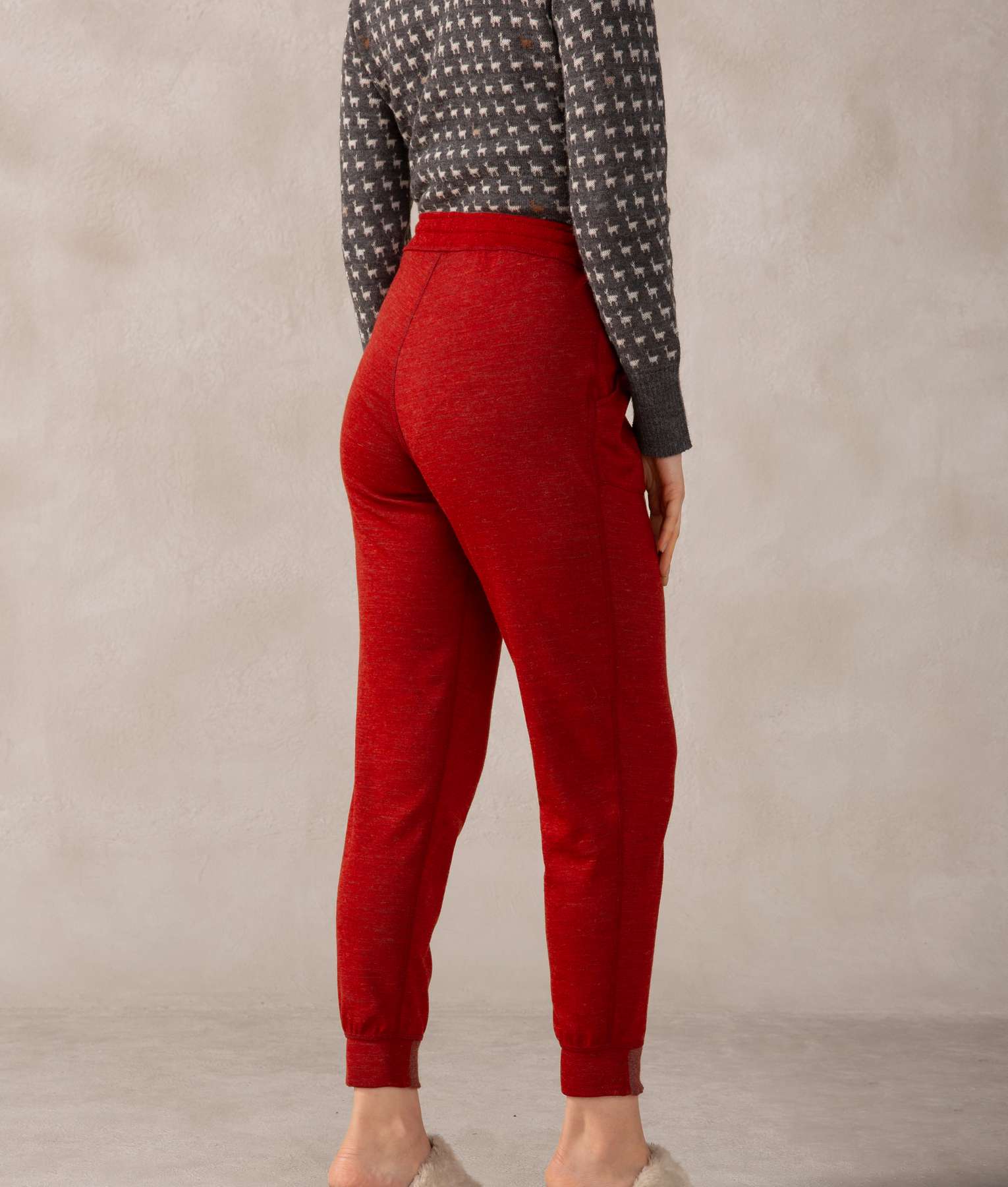 Pantalon Basico - Chili Pepper Rojo Y Gris Iman