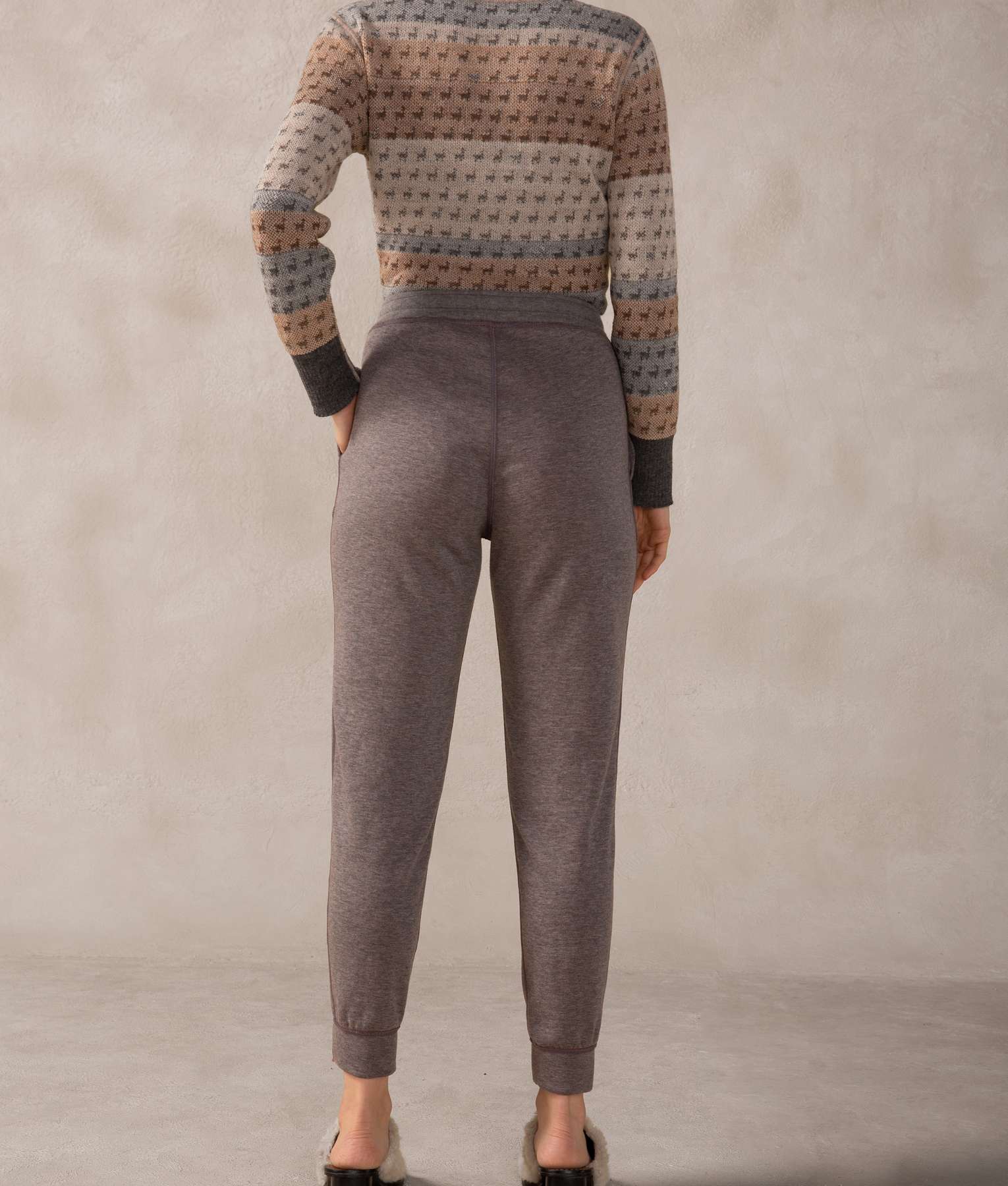 Pantalon Basico - Chili Pepper Rojo Y Gris Iman