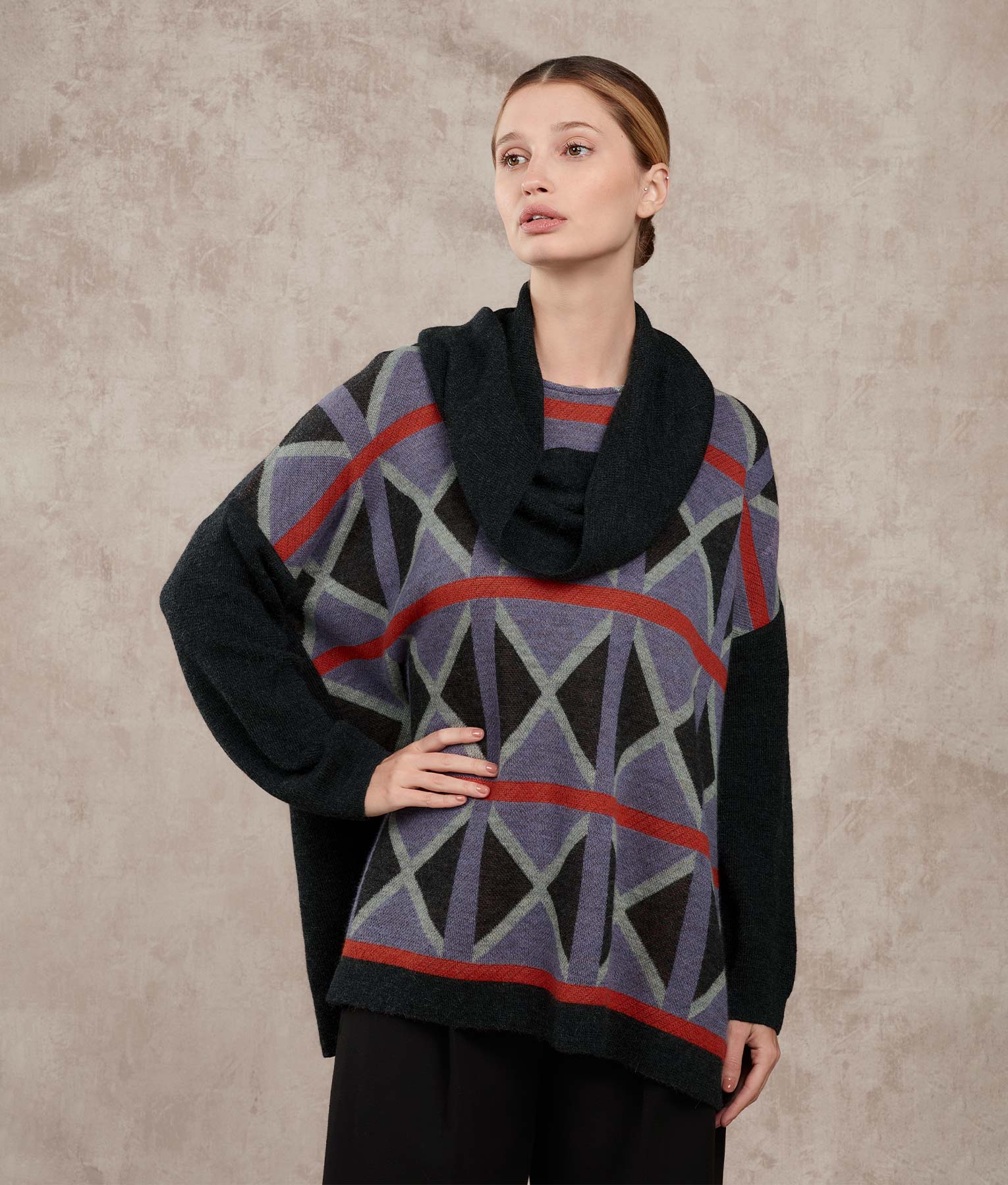 Poncho Collar - Neblina Purpura Y Koi