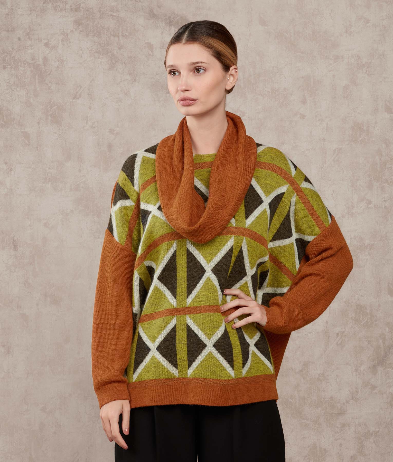 Poncho Collar - Lava Fundida Y Azul Vallarta