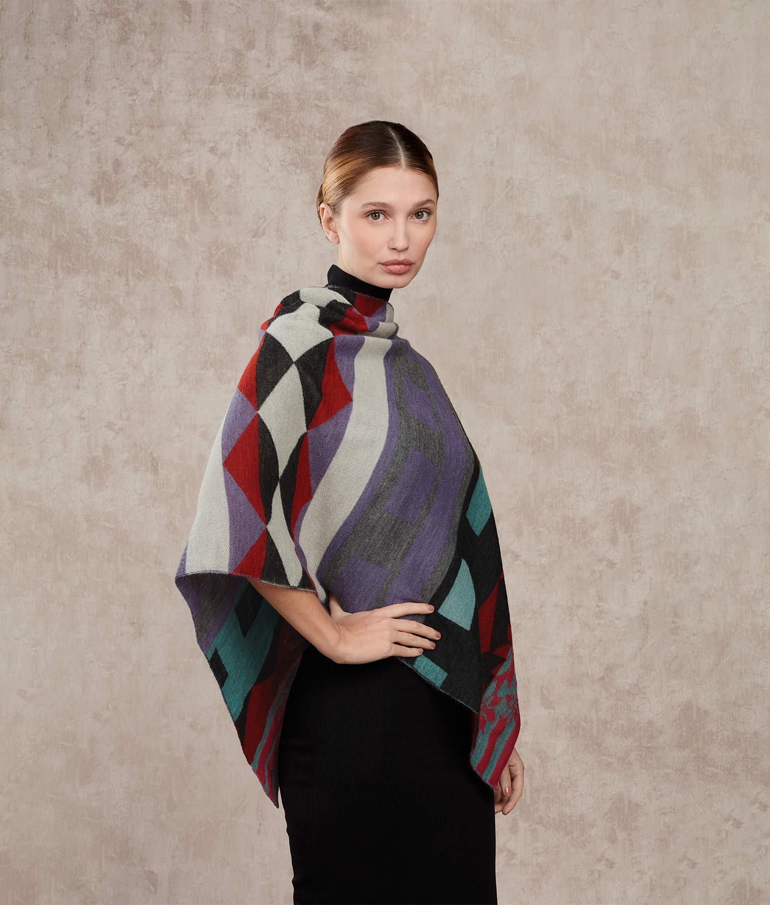 Poncho Pontro - Purpura neblina y Turquesa polvoriento