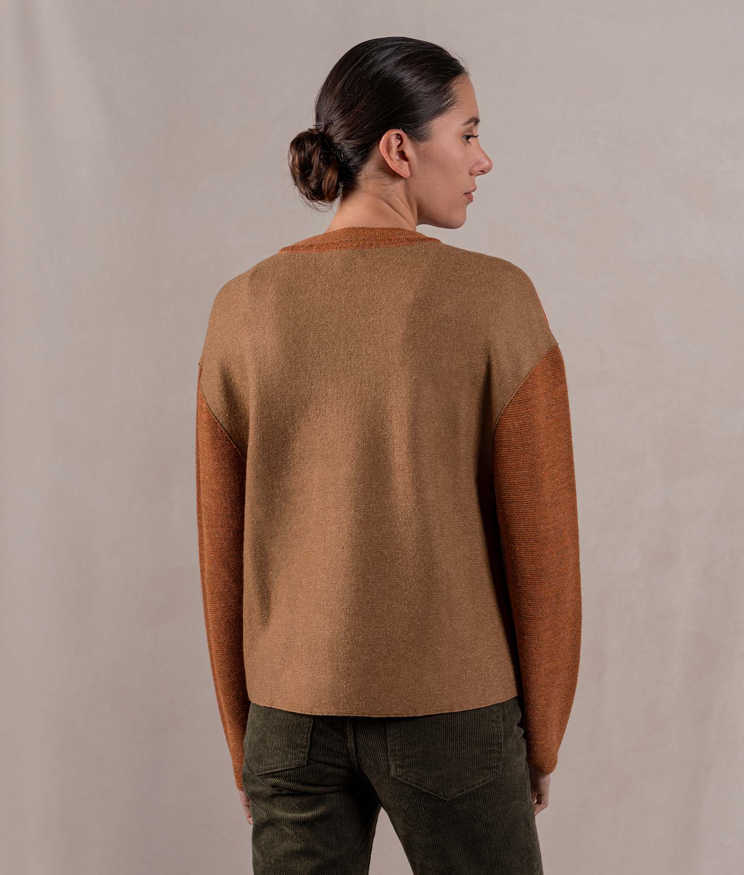 Chompa Cuello Redondo - Rojo Ladrillo Y Marrón Arcilla