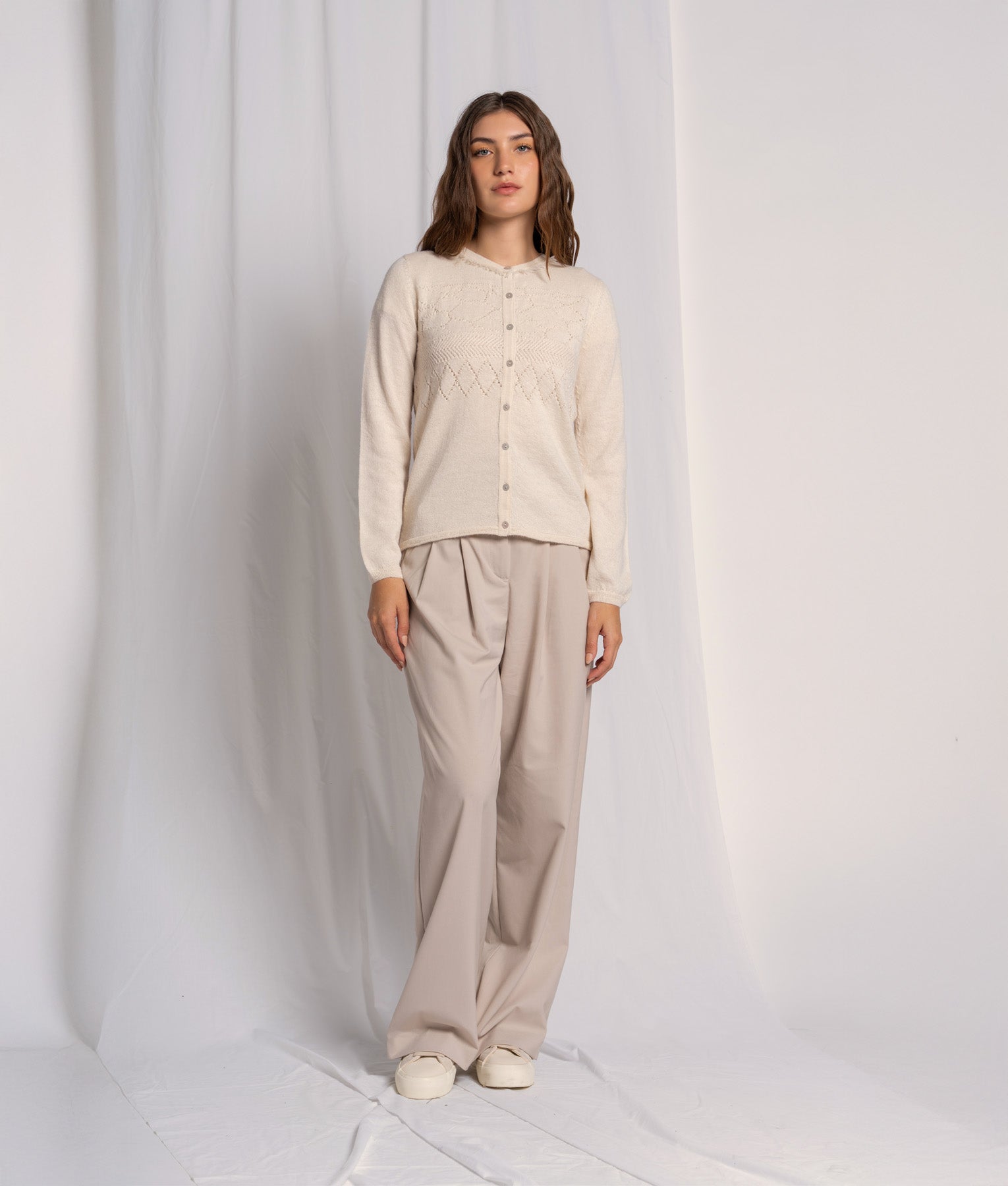 Cardigan Flores Con Efecto Encaje