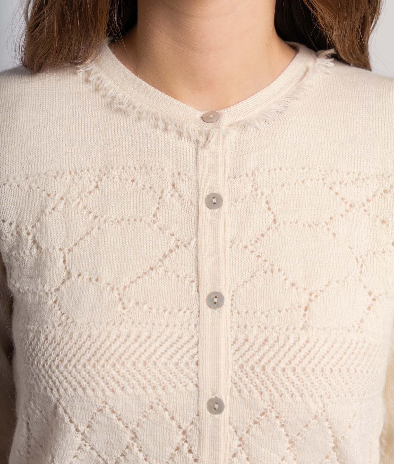 Cardigan Flores Con Efecto Encaje