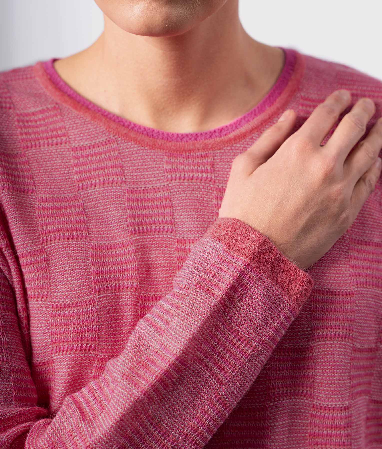 Chompa Jacquard Geometico - Fucsia Y Rosado Claro