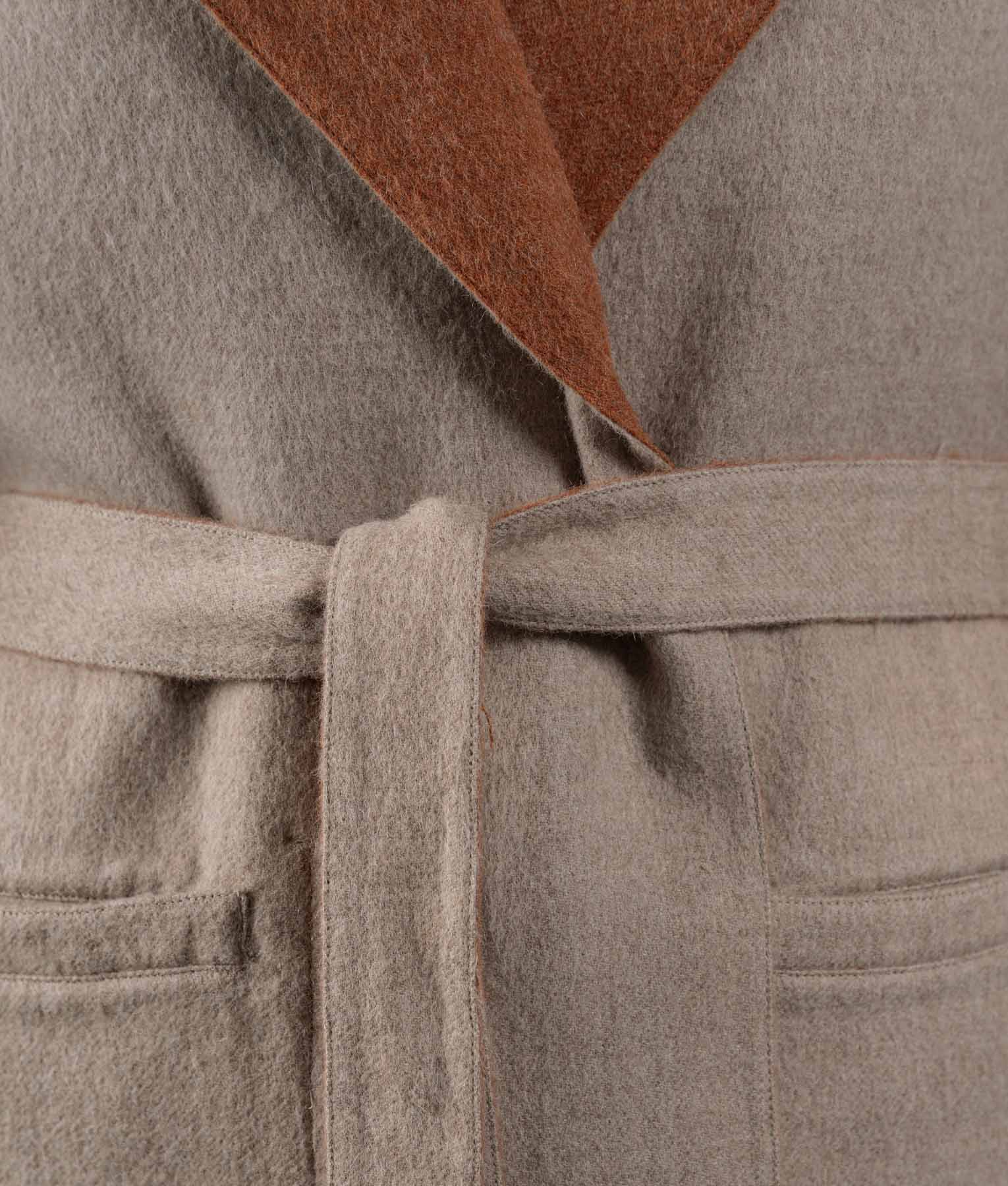 Abrigo Corto Con Cinturón - Marrón Óxido Y Brandy