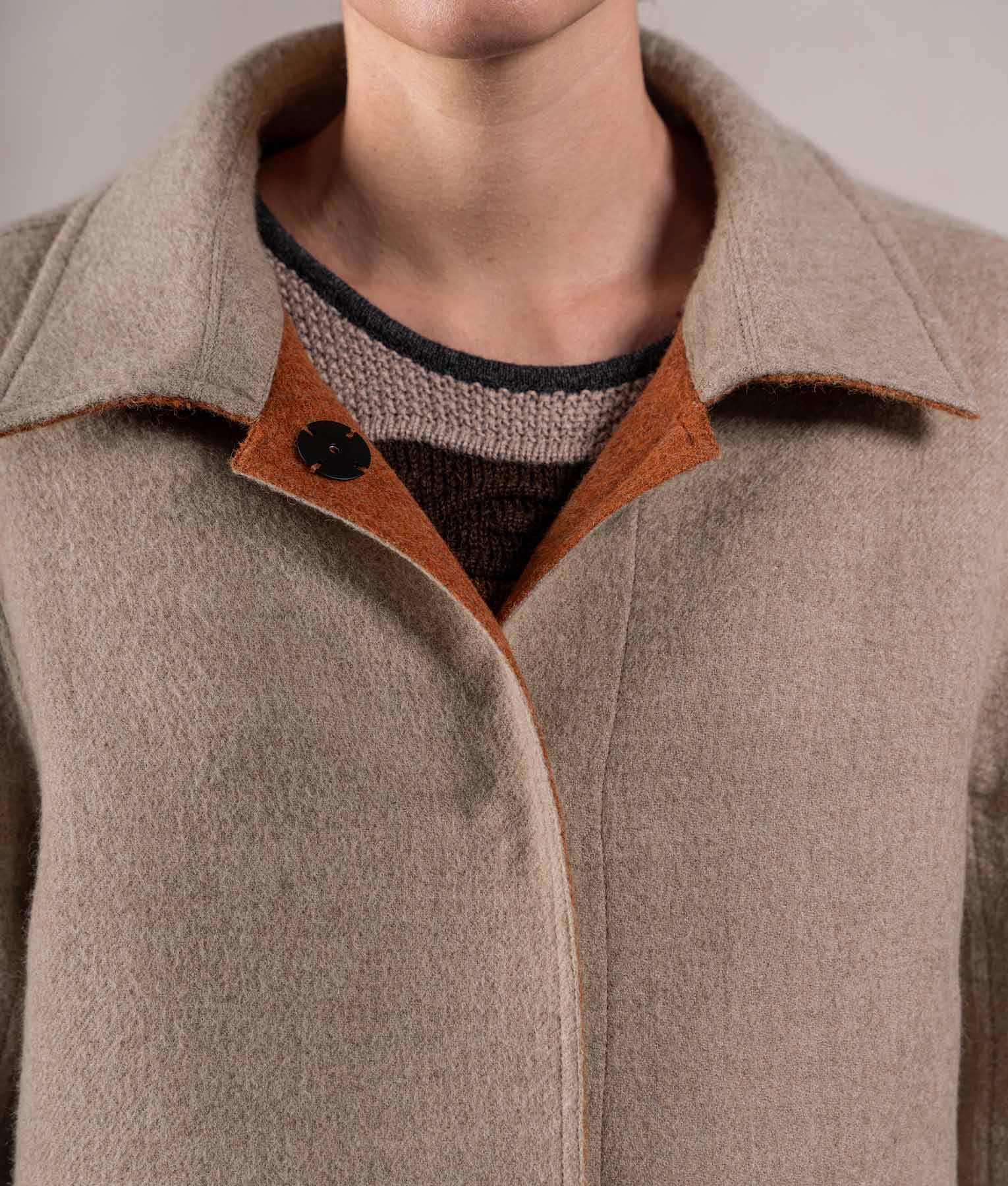 Abrigo Corto Reversible - Beige Avena Y Terracota