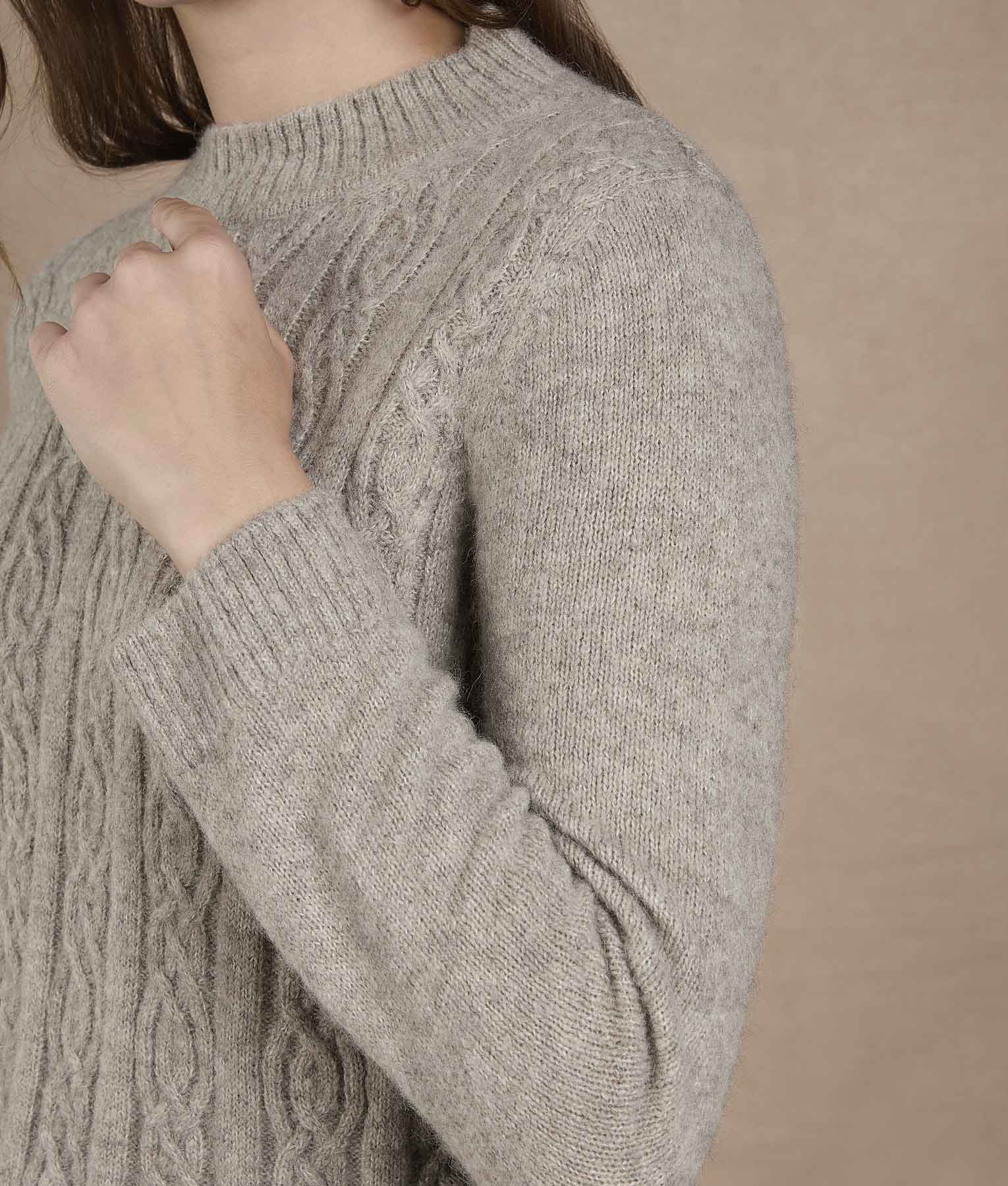 Chompa de cuello alto - Gris cálido