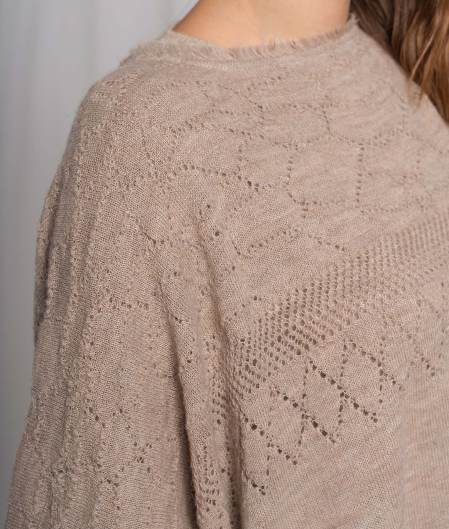 Poncho Flor Con Efecto De Encaje