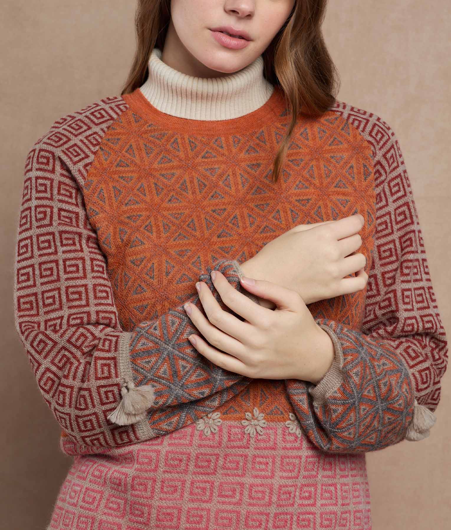 Chompa Jacquard Mangas Acampanadas