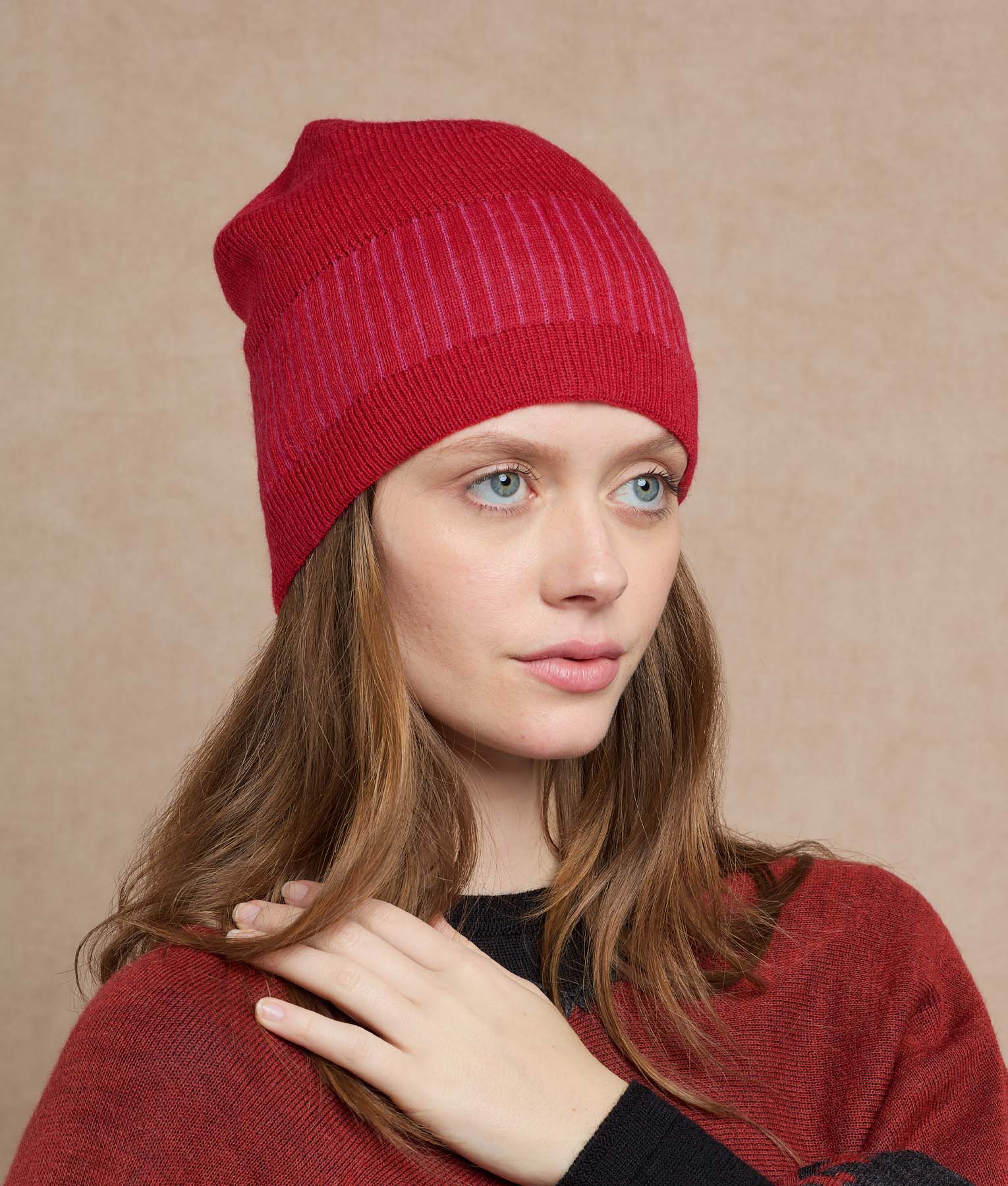 Gorro Jacquard Y Canelones Reversible
