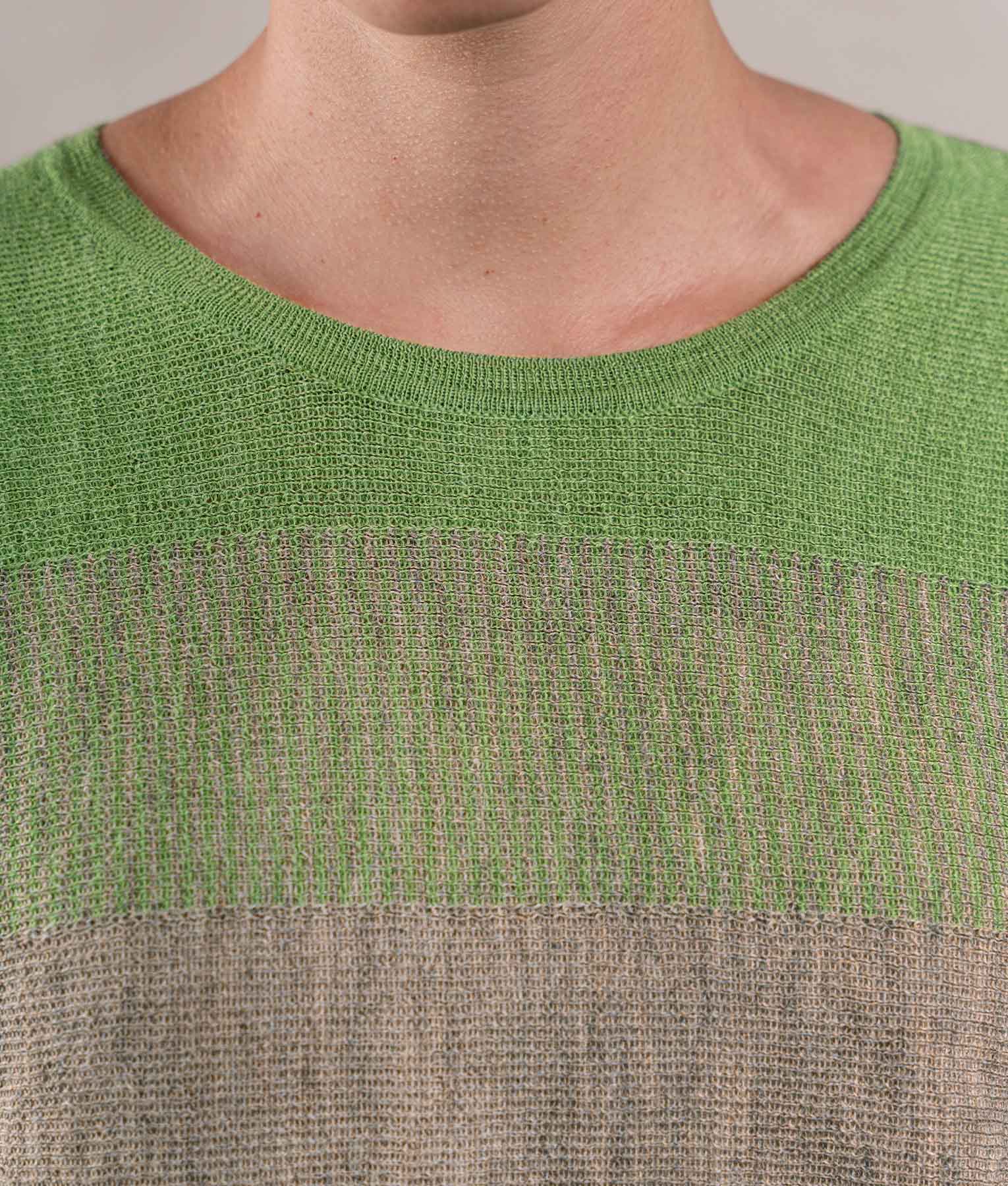 Chompa Easy Fit Suelta - Verde Lima Y Beige Jaspeado