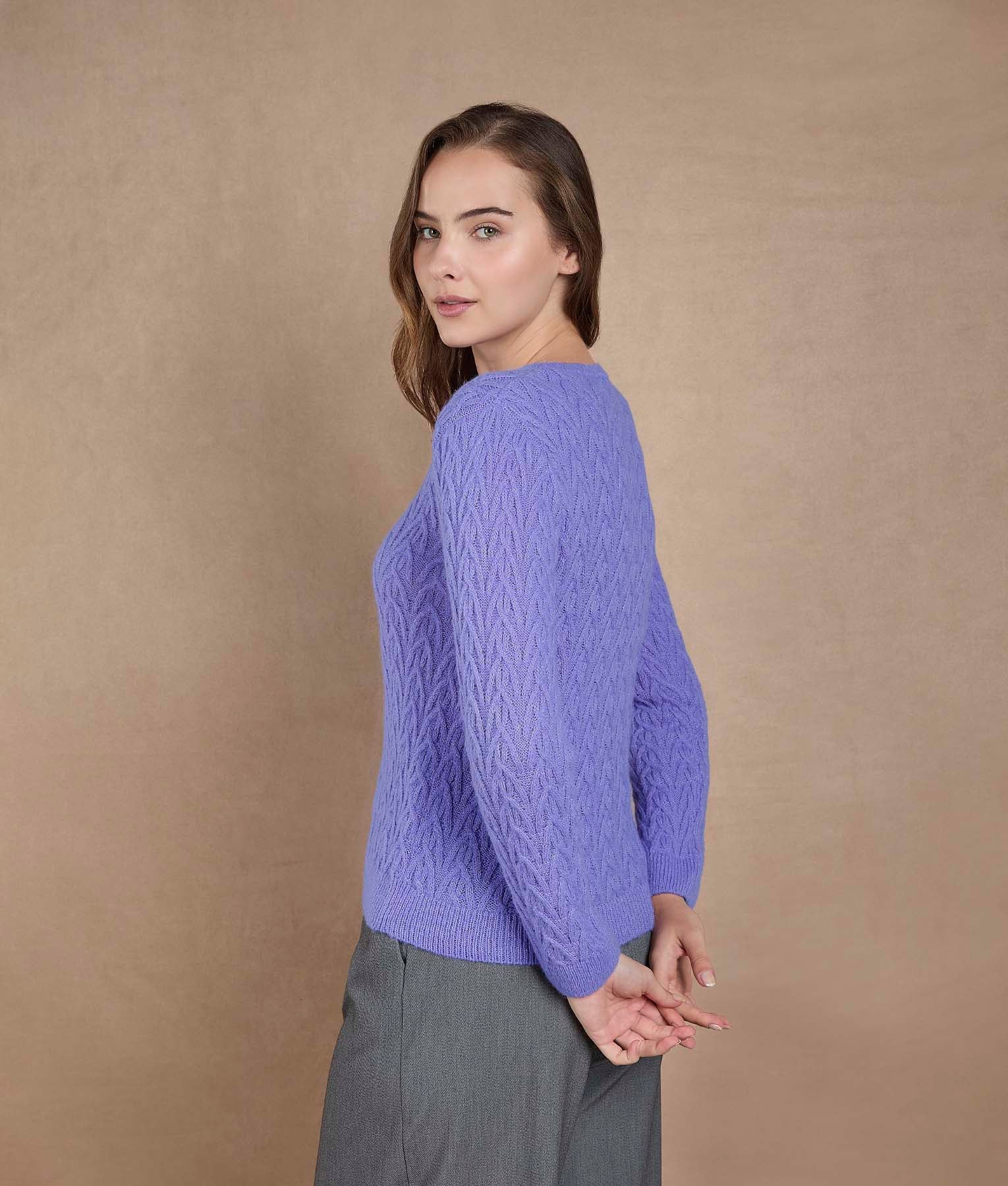 Chompa con hojas - Violeta