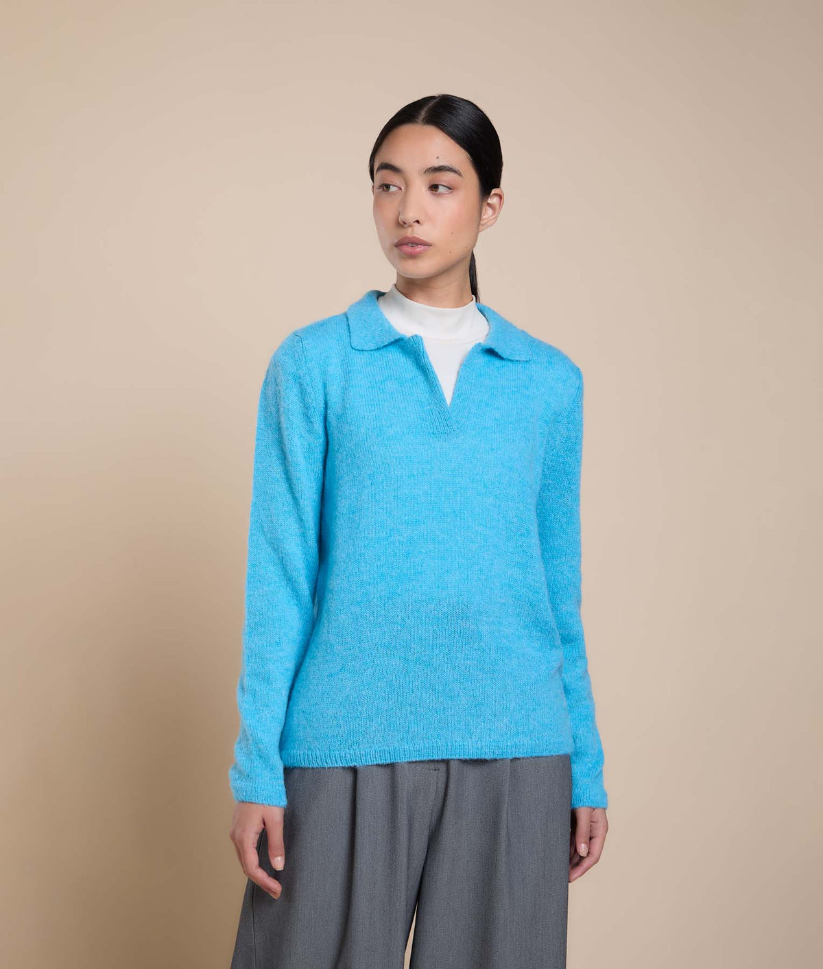 Suéter de Jersey con Cuello Alto