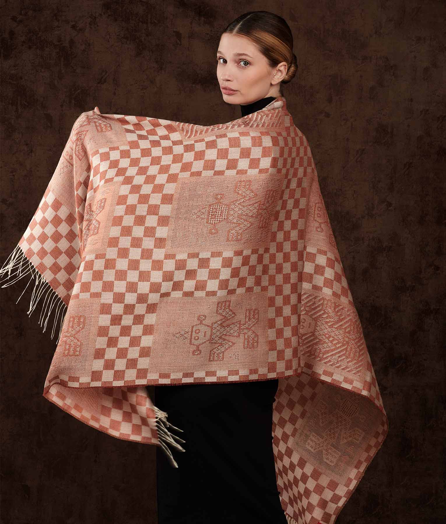 Estola Checker Chimu - Hueso Y Ocre