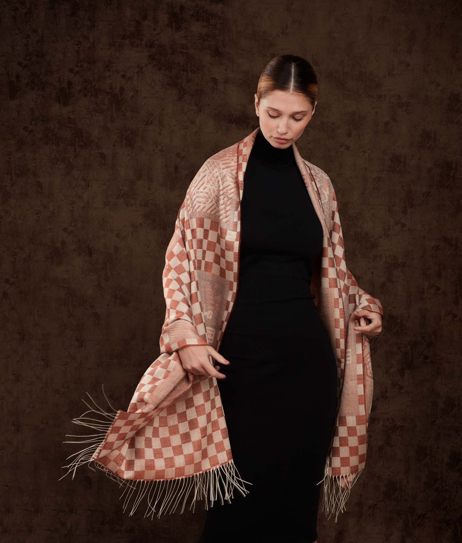 Estola Checker Chimu - Hueso Y Ocre