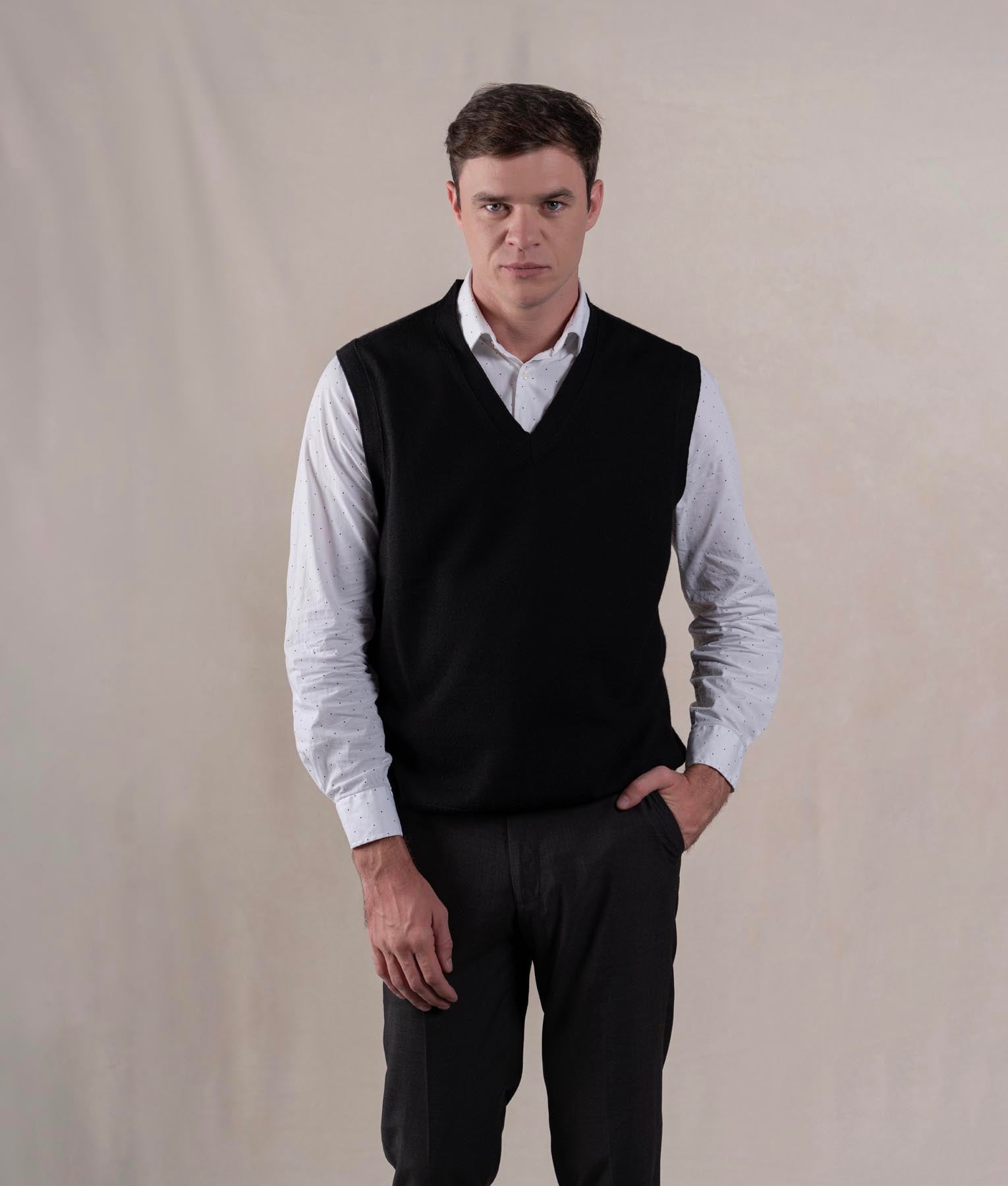 Chaleco Clásico Con Cuello V - Negro