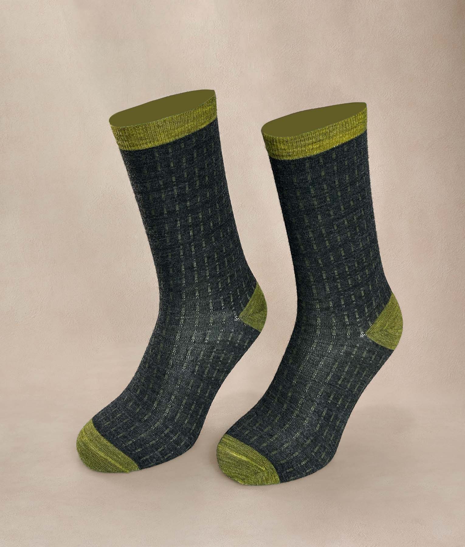 Medias Mujer Lines Interrupted - verde