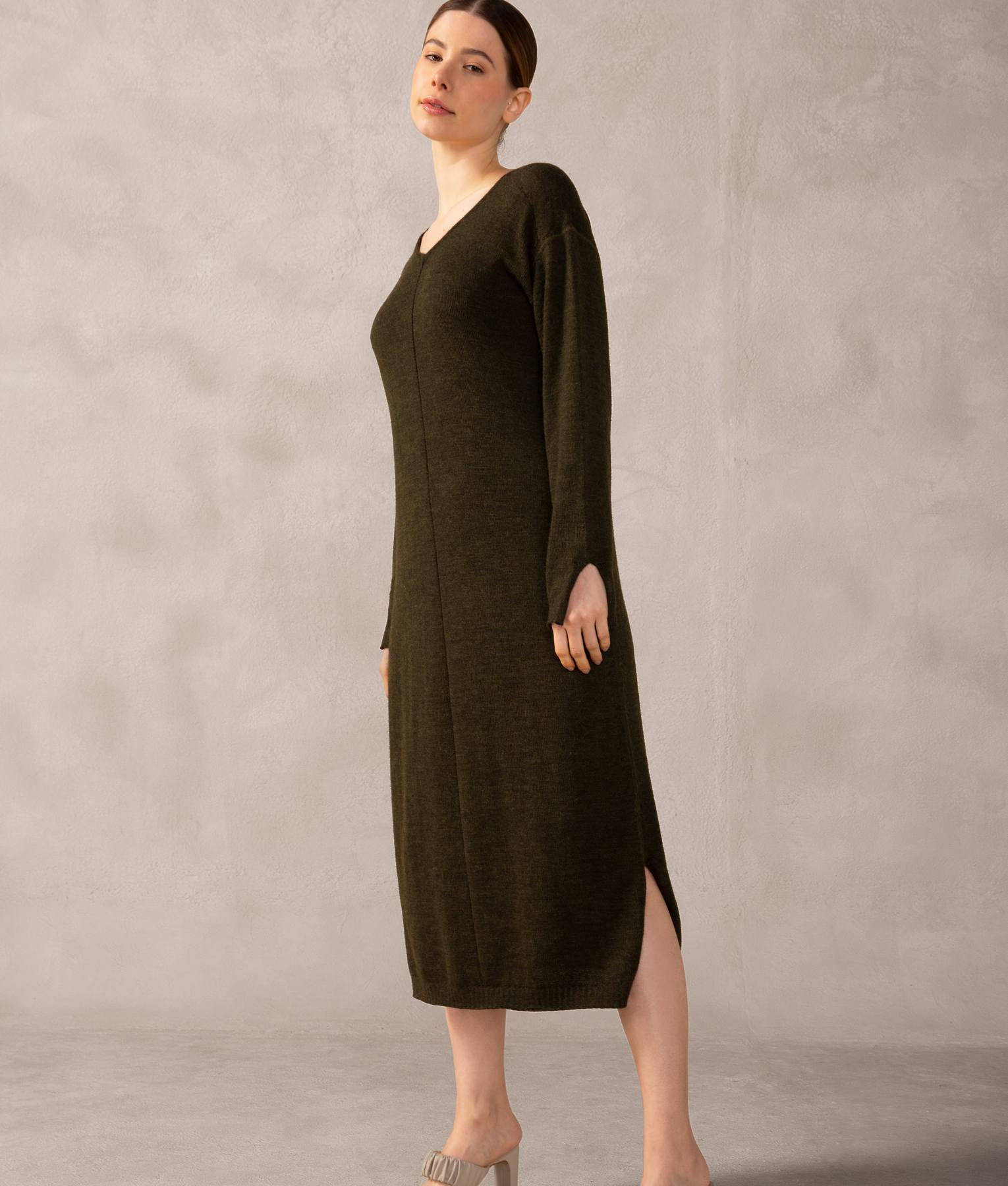 Vestido Largo Reversible - Verde Cipres Y Negro