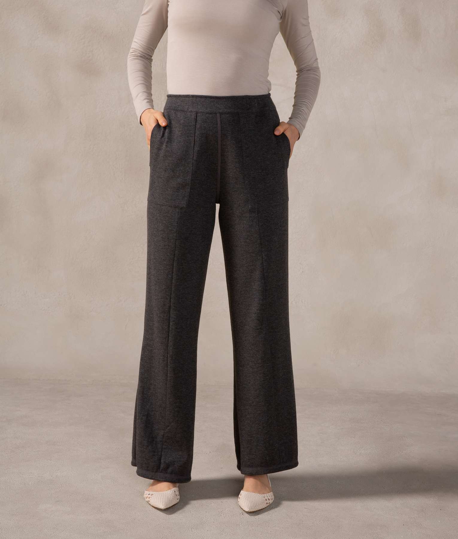 Pantalon Basico Estrecho - Gris Castlerock Y Verde Jungla Profunda
