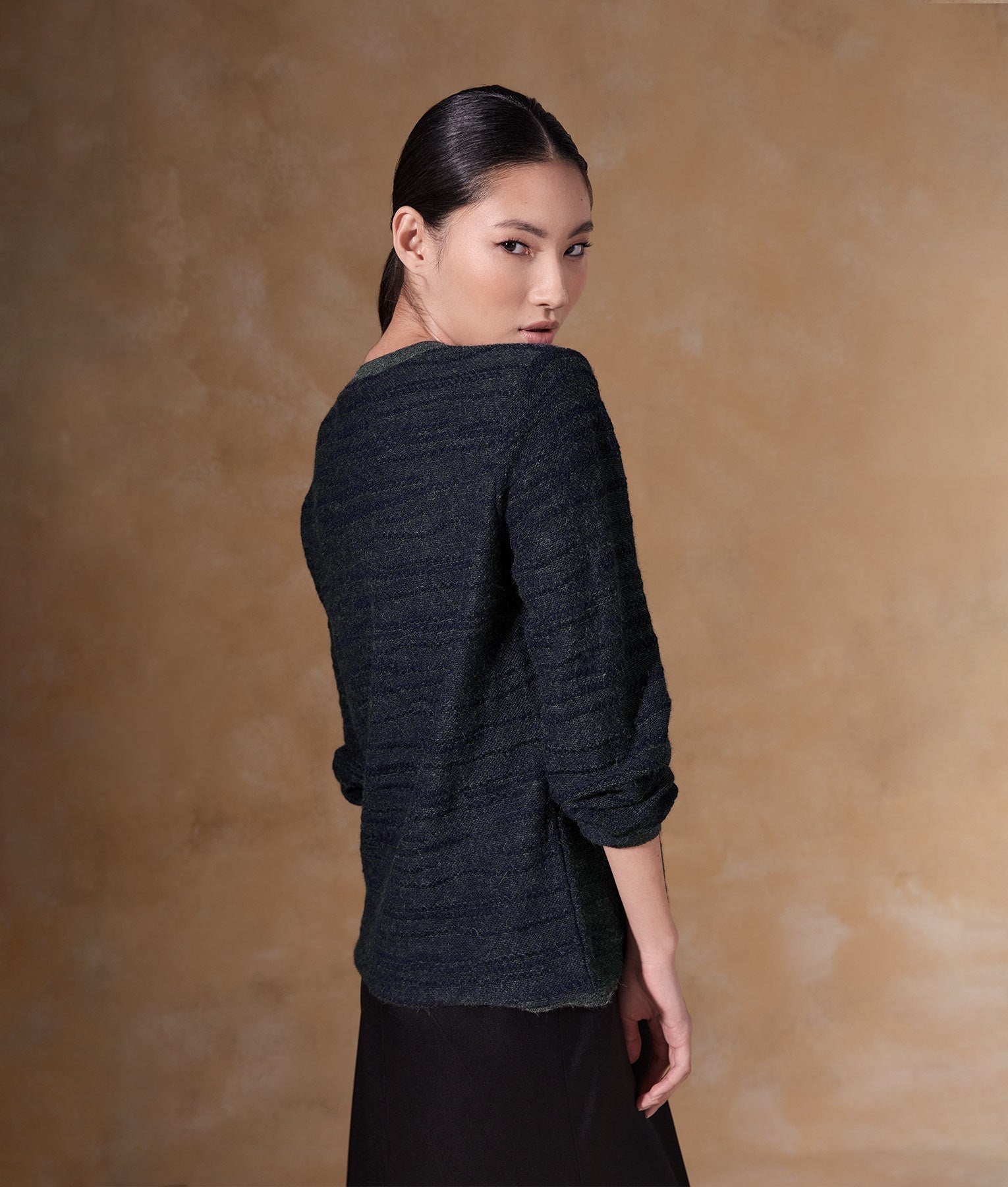 Chompa Lineas Abstractas - Gris Y Azul Midnight