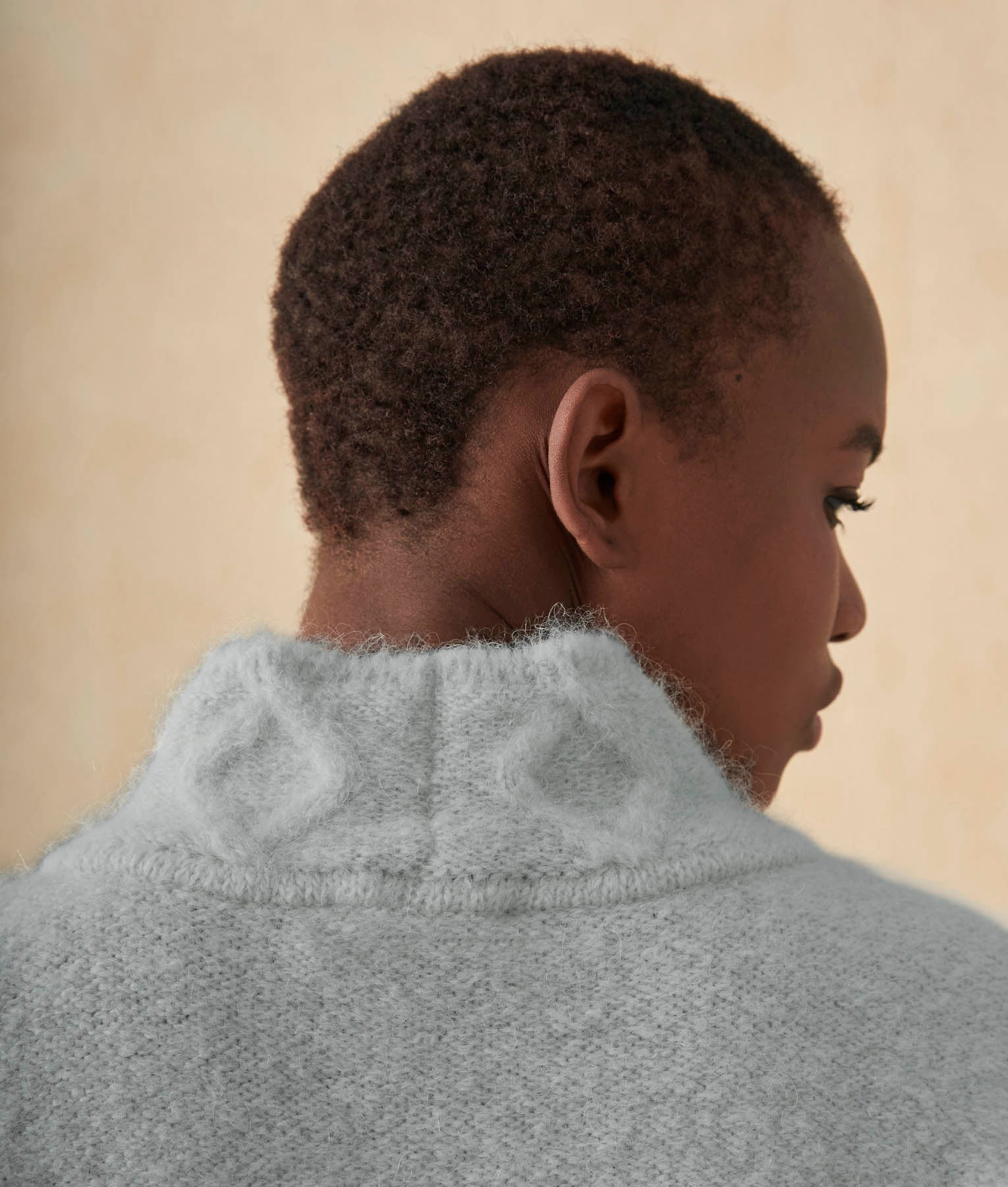 Chompa Cables Cuello Alto - Cielo De Invierno