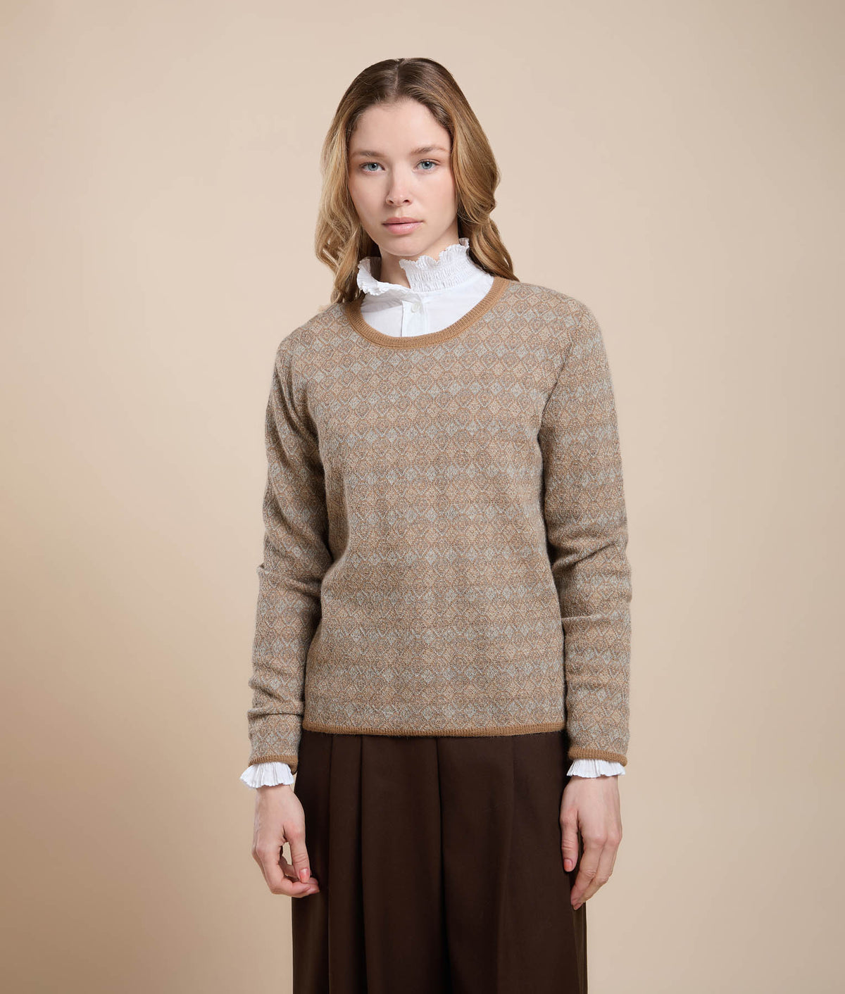 Suéter de Cuello Redondo con Jacquard Repetitivo
