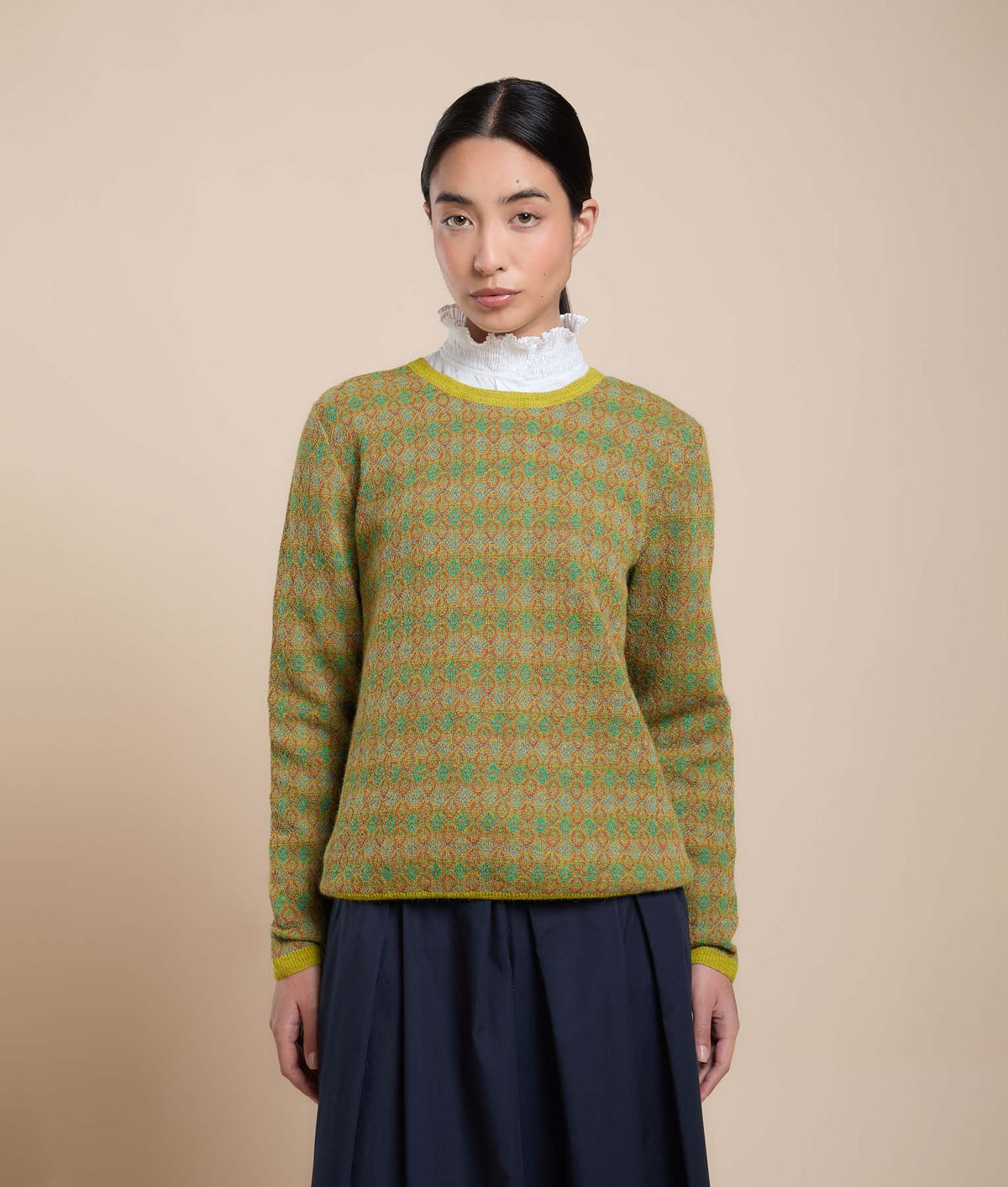 Suéter de Cuello Redondo con Jacquard Repetitivo