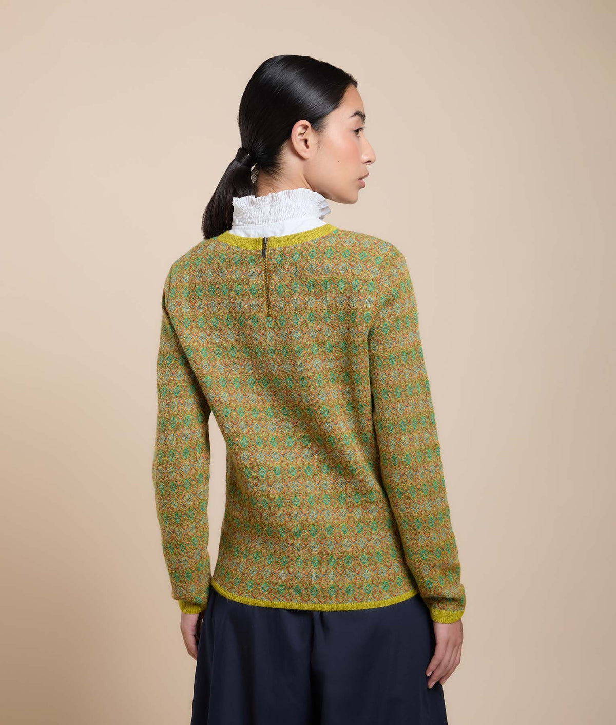 Suéter de Cuello Redondo con Jacquard Repetitivo