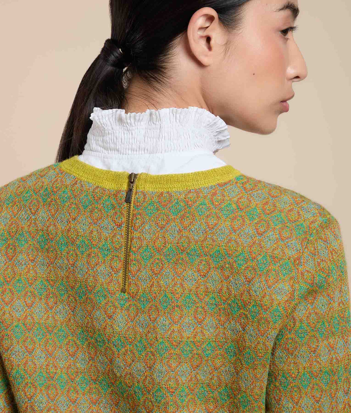 Suéter de Cuello Redondo con Jacquard Repetitivo