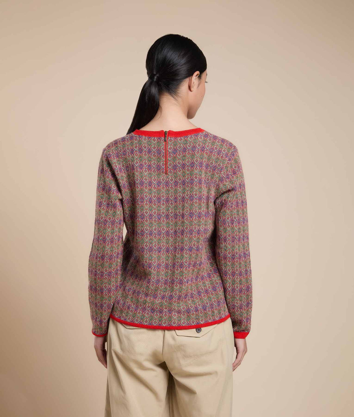 Suéter de Cuello Redondo con Jacquard Repetitivo