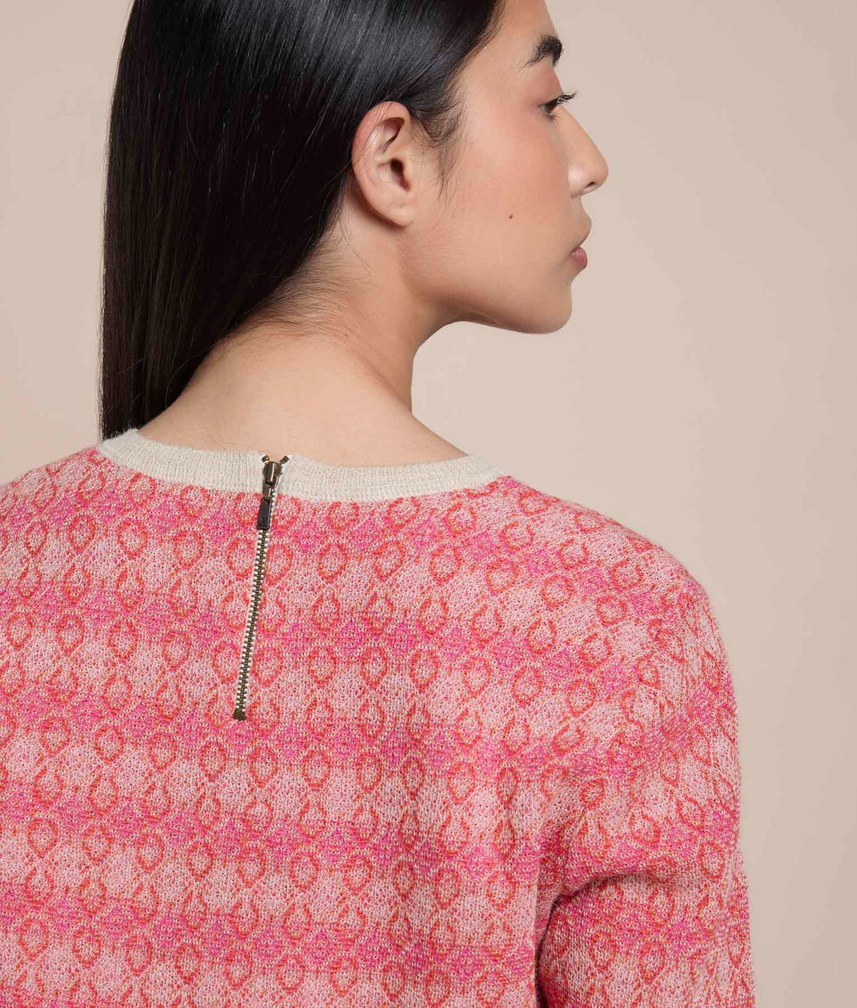 Suéter de Cuello Redondo con Jacquard Repetitivo