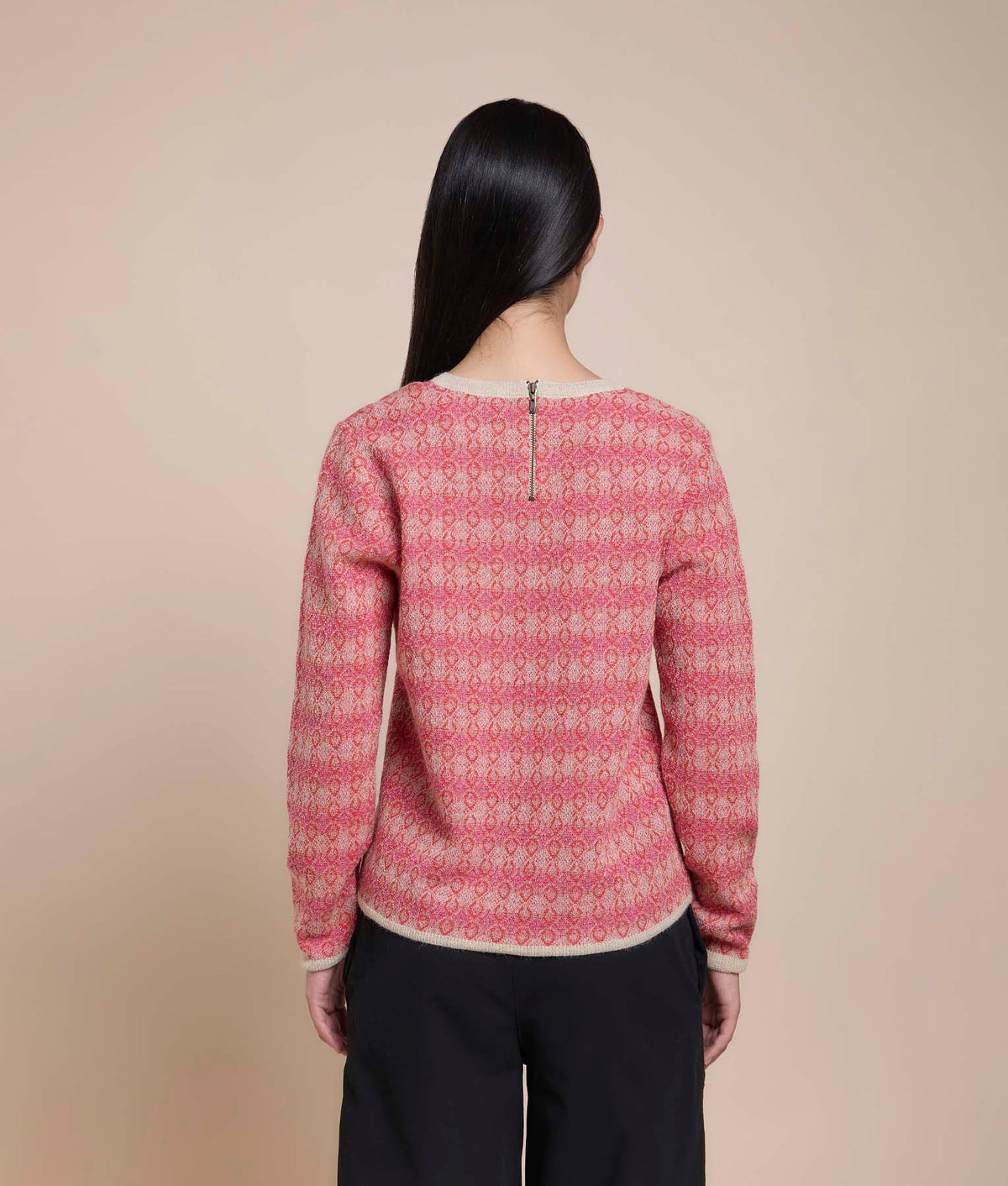 Suéter de Cuello Redondo con Jacquard Repetitivo