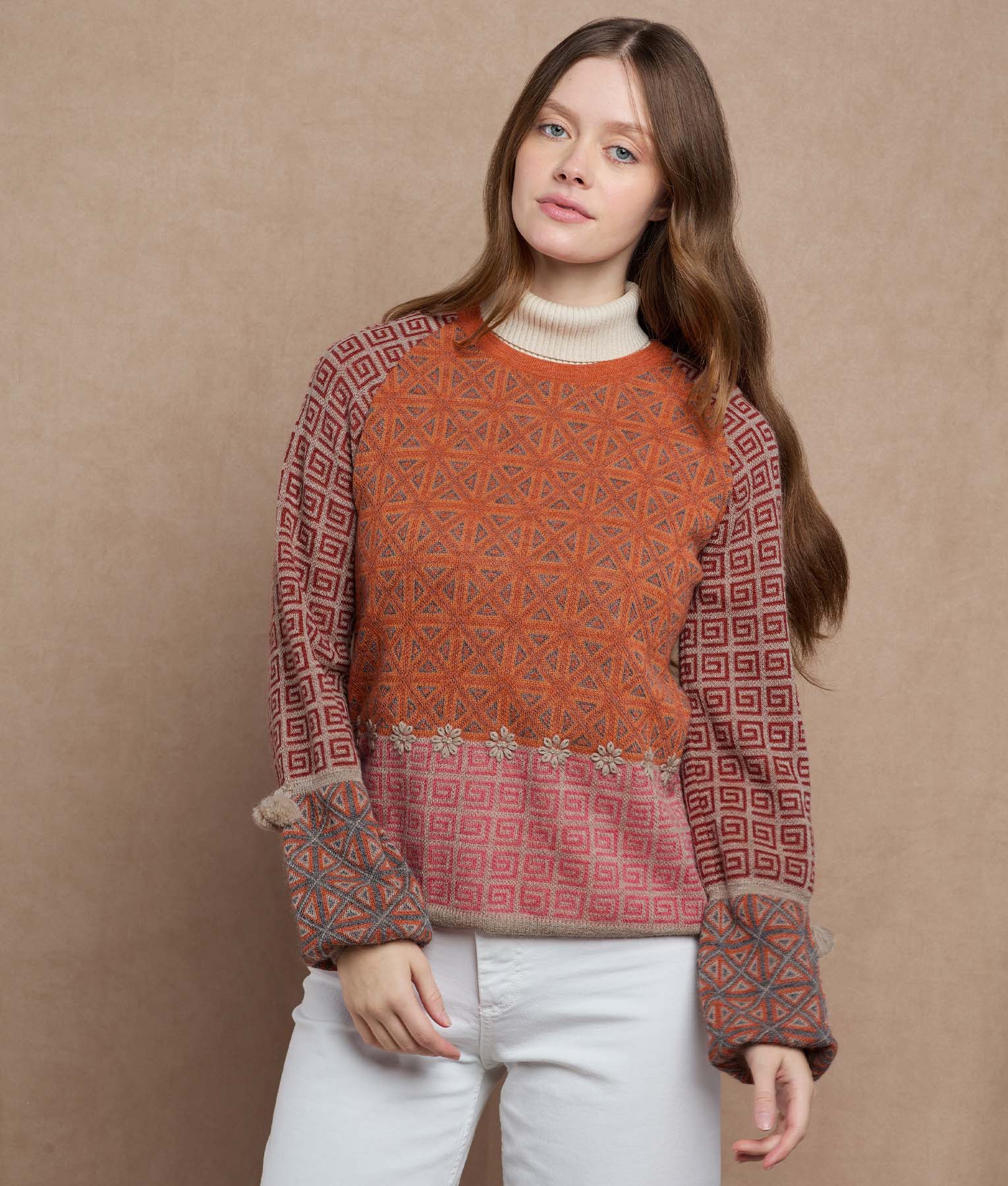 Chompa Jacquard Mangas Acampanadas