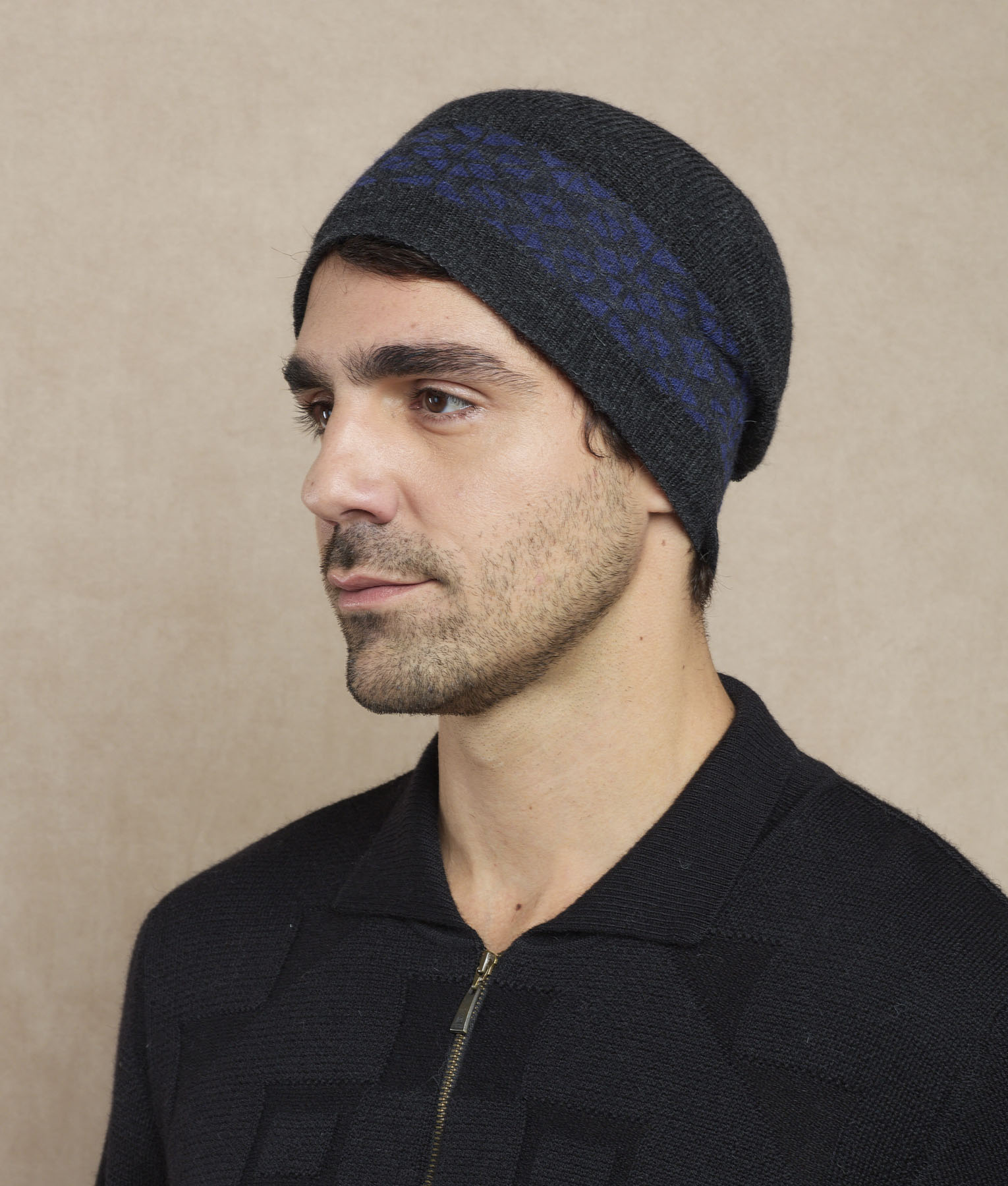 Gorro Jacquard Y Canelones Reversible