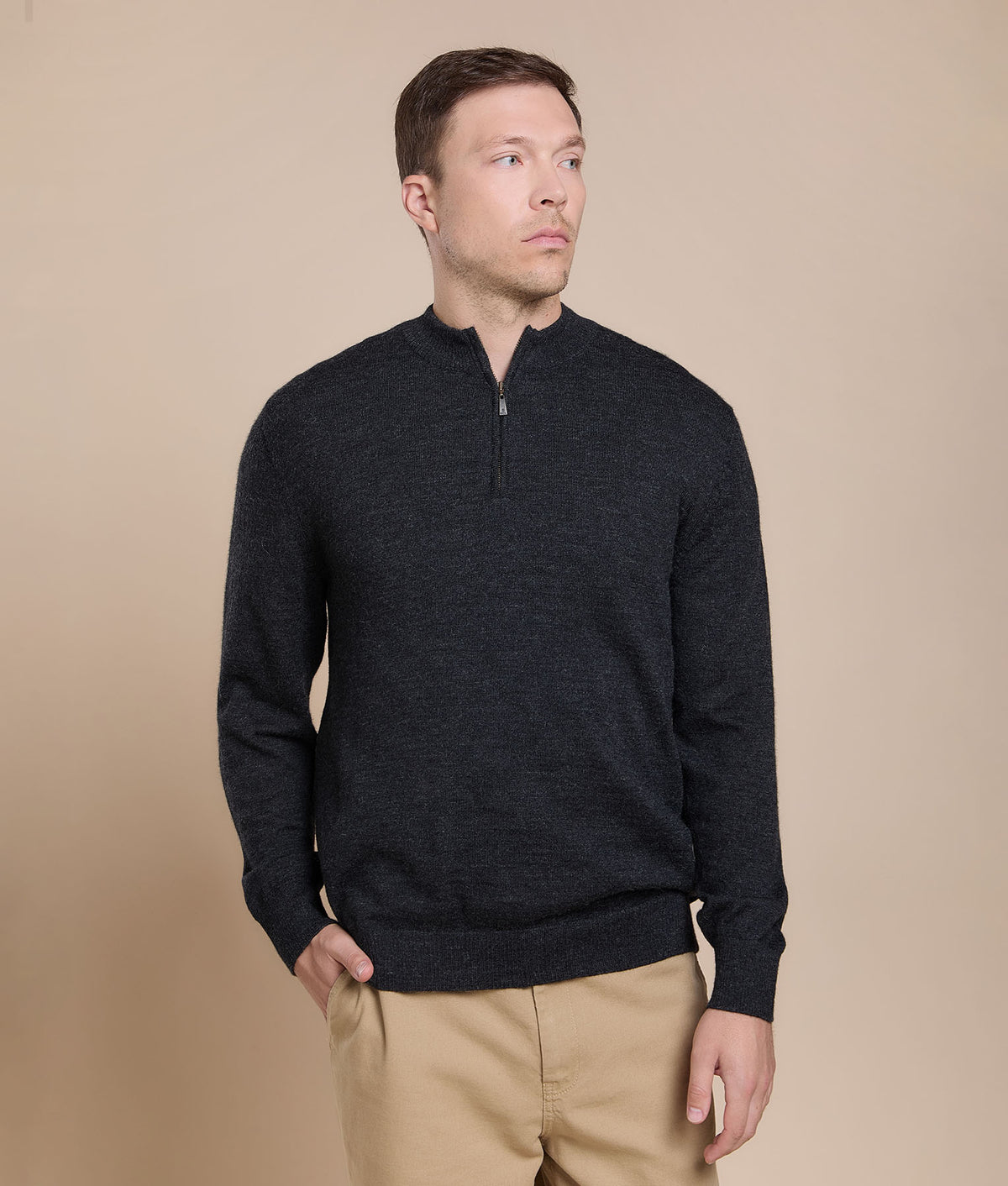 Suéter Básico de Jersey con Cuello Alto