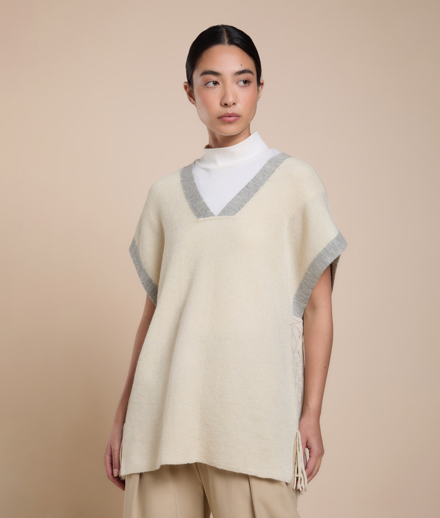 Poncho Largo con Flecos