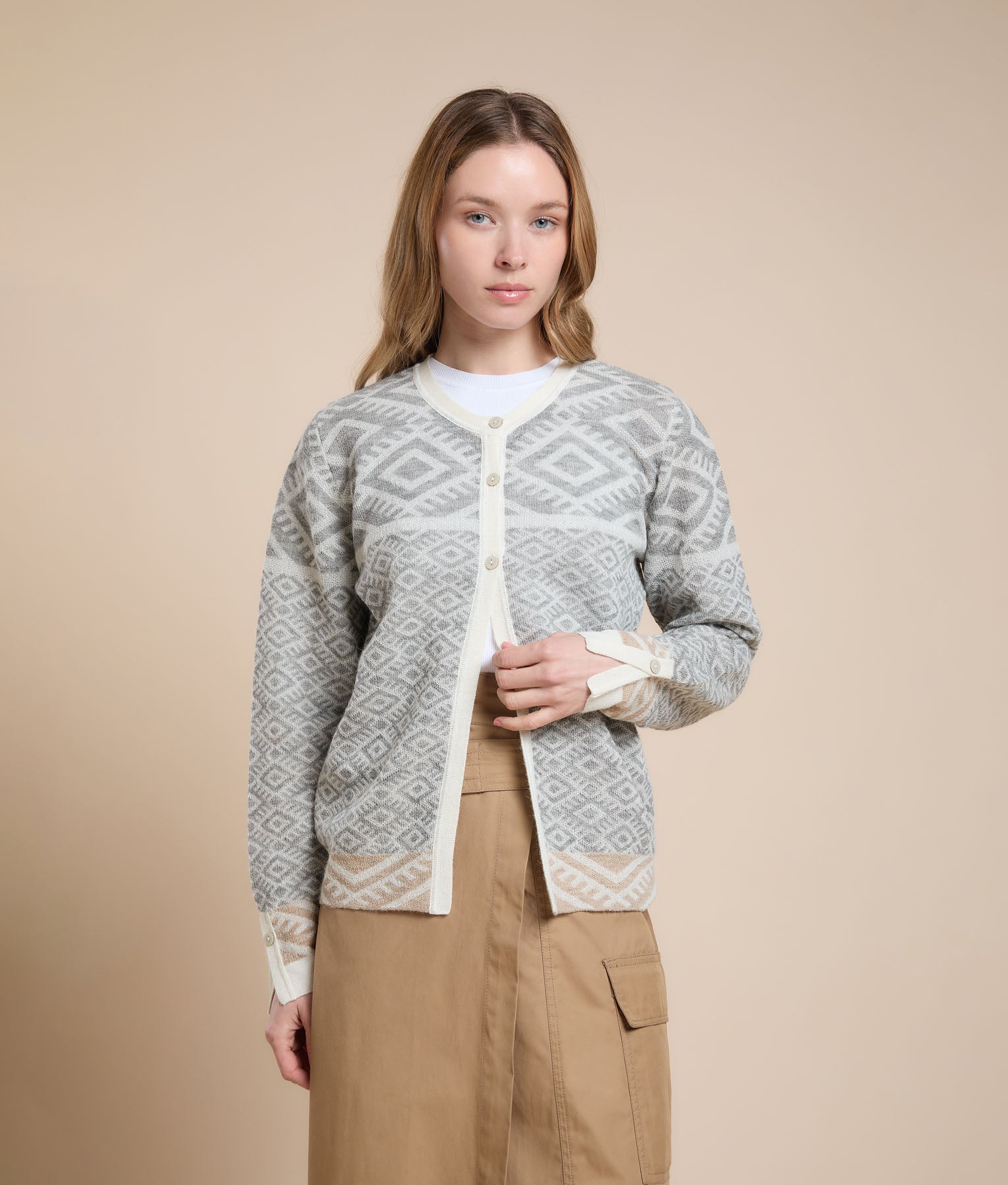 Cárdigan Jacquard Corto